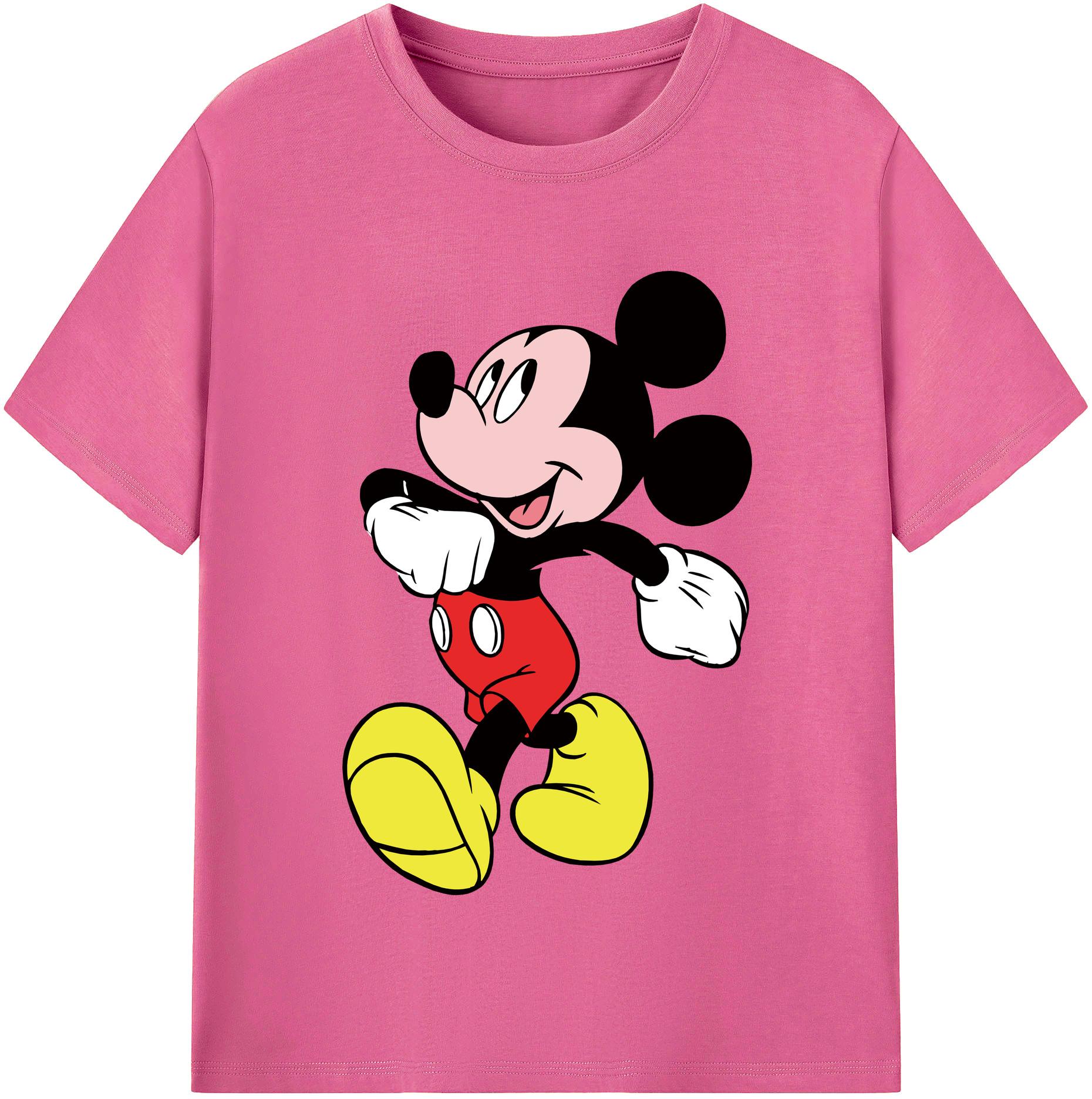 （画像用） ミッキーマウス Mickey Mouse レディースカジュアルプリントTシャツ（綿100％）