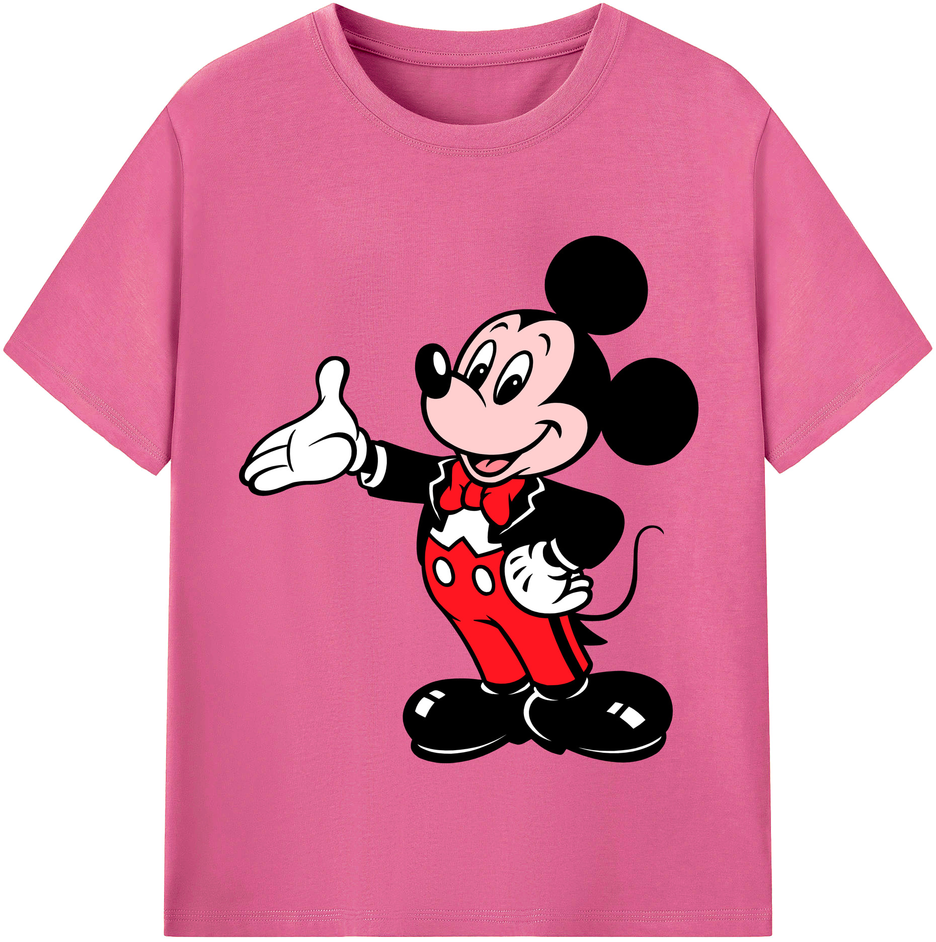 （画像用） ミッキーマウス Mickey Mouse レディースカジュアルプリントTシャツ（綿100％）