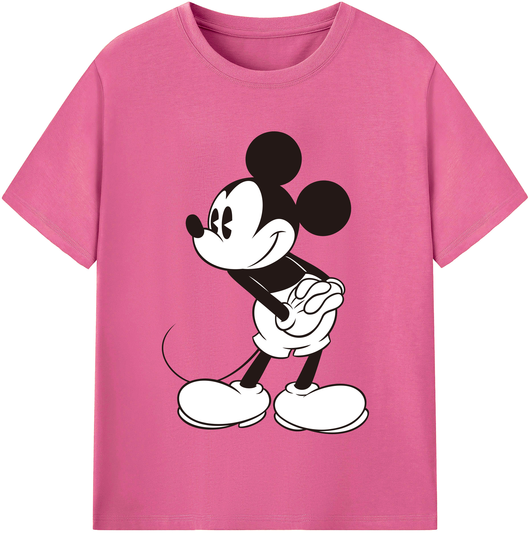 （画像用） ミッキーマウス Mickey Mouse レディースカジュアルプリントTシャツ（綿100％）