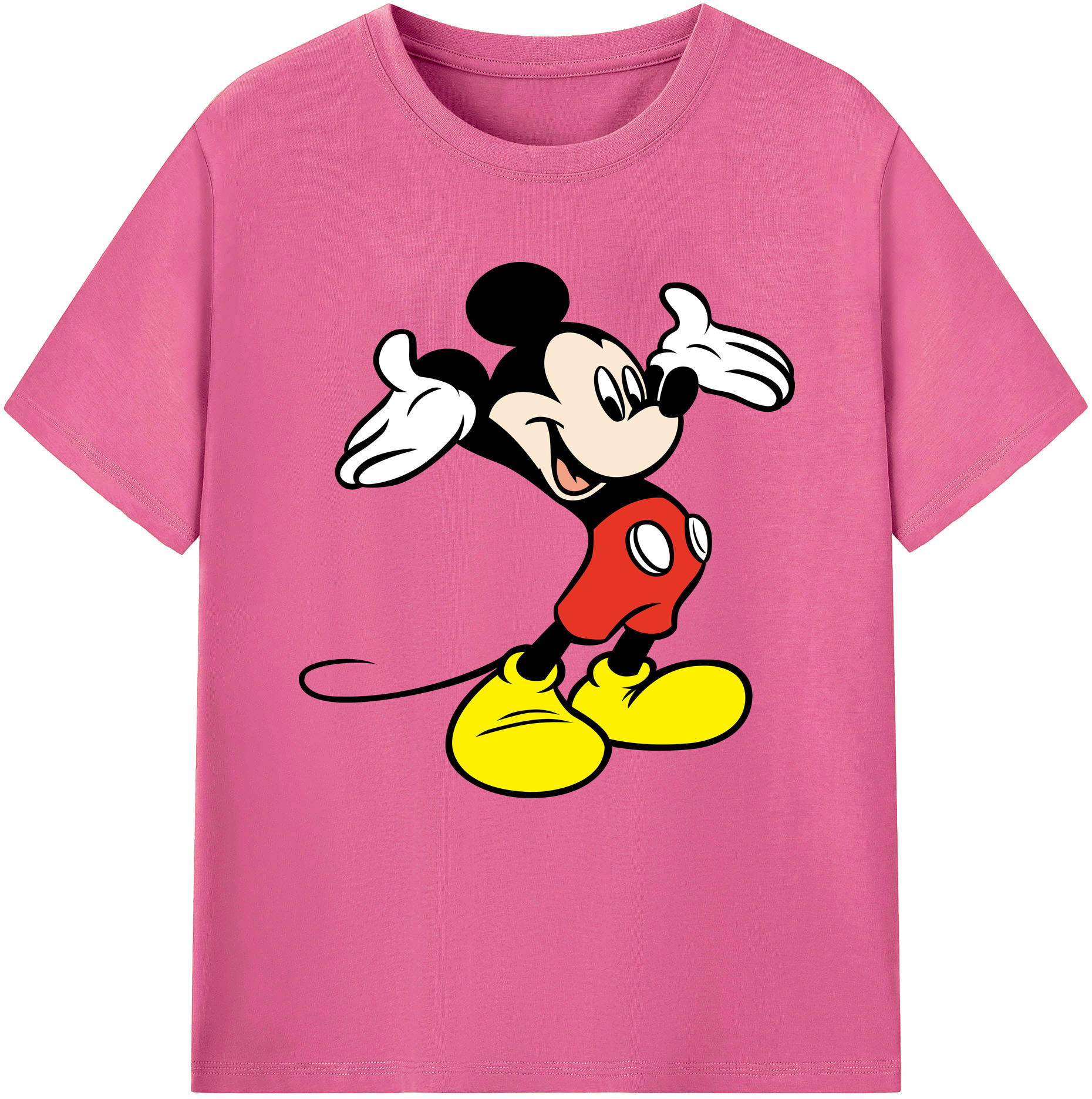 （画像用） ミッキーマウス Mickey Mouse レディースカジュアルプリントTシャツ（綿100％）