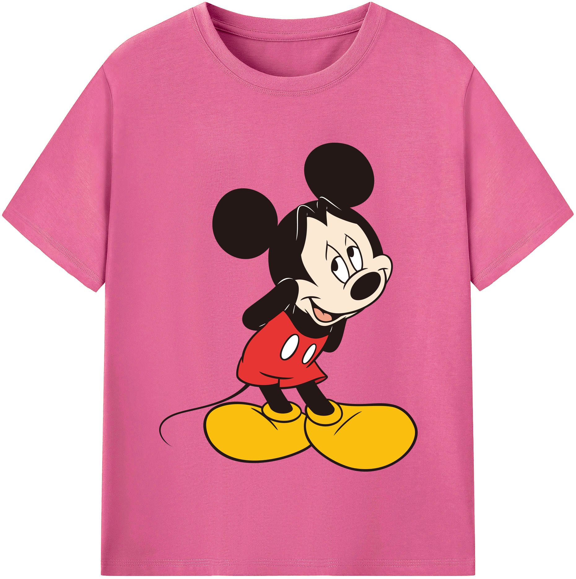 （画像用） ミッキーマウス Mickey Mouse レディースカジュアルプリントTシャツ（綿100％）