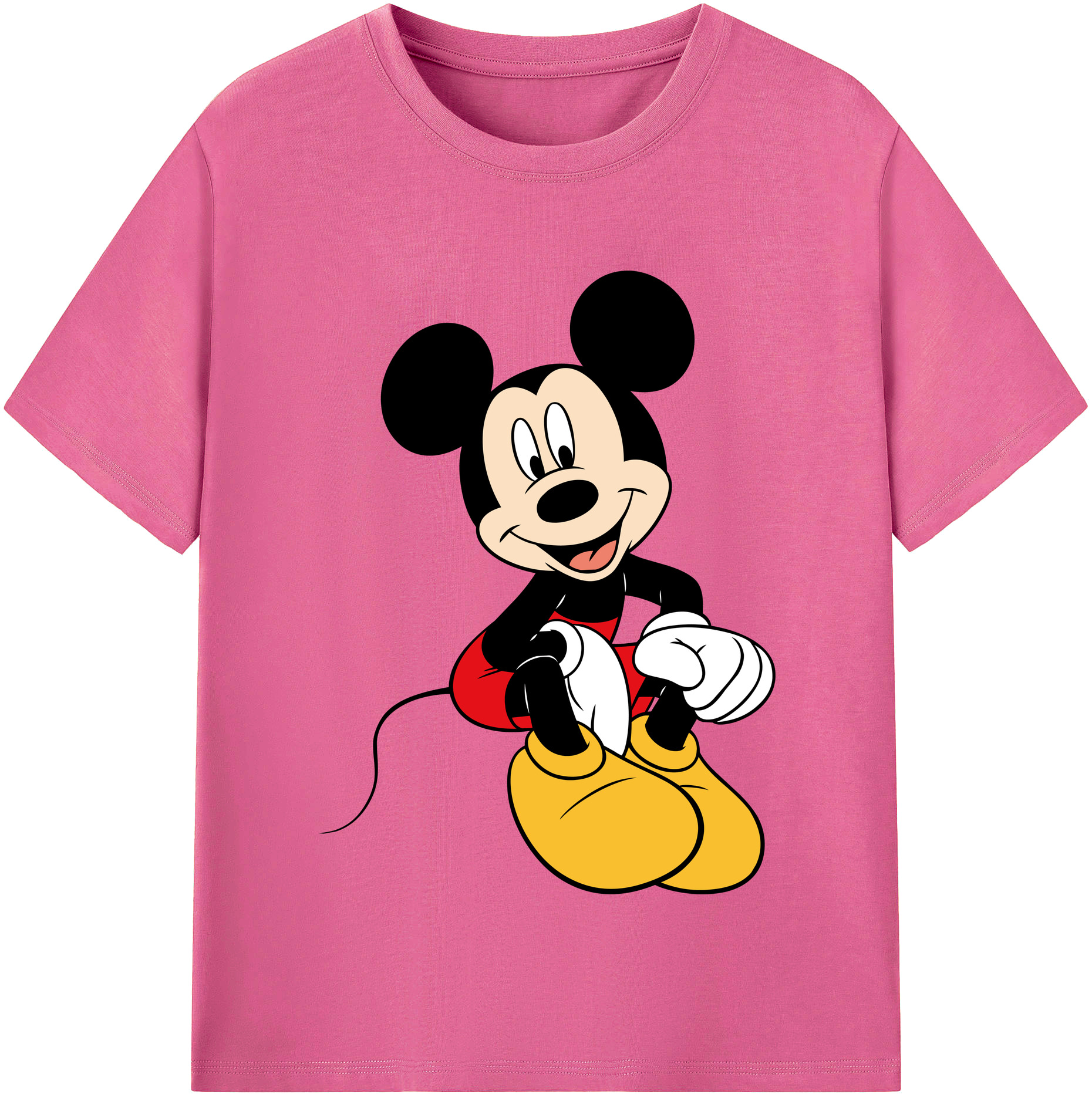 （画像用） ミッキーマウス Mickey Mouse レディースカジュアルプリントTシャツ（綿100％）