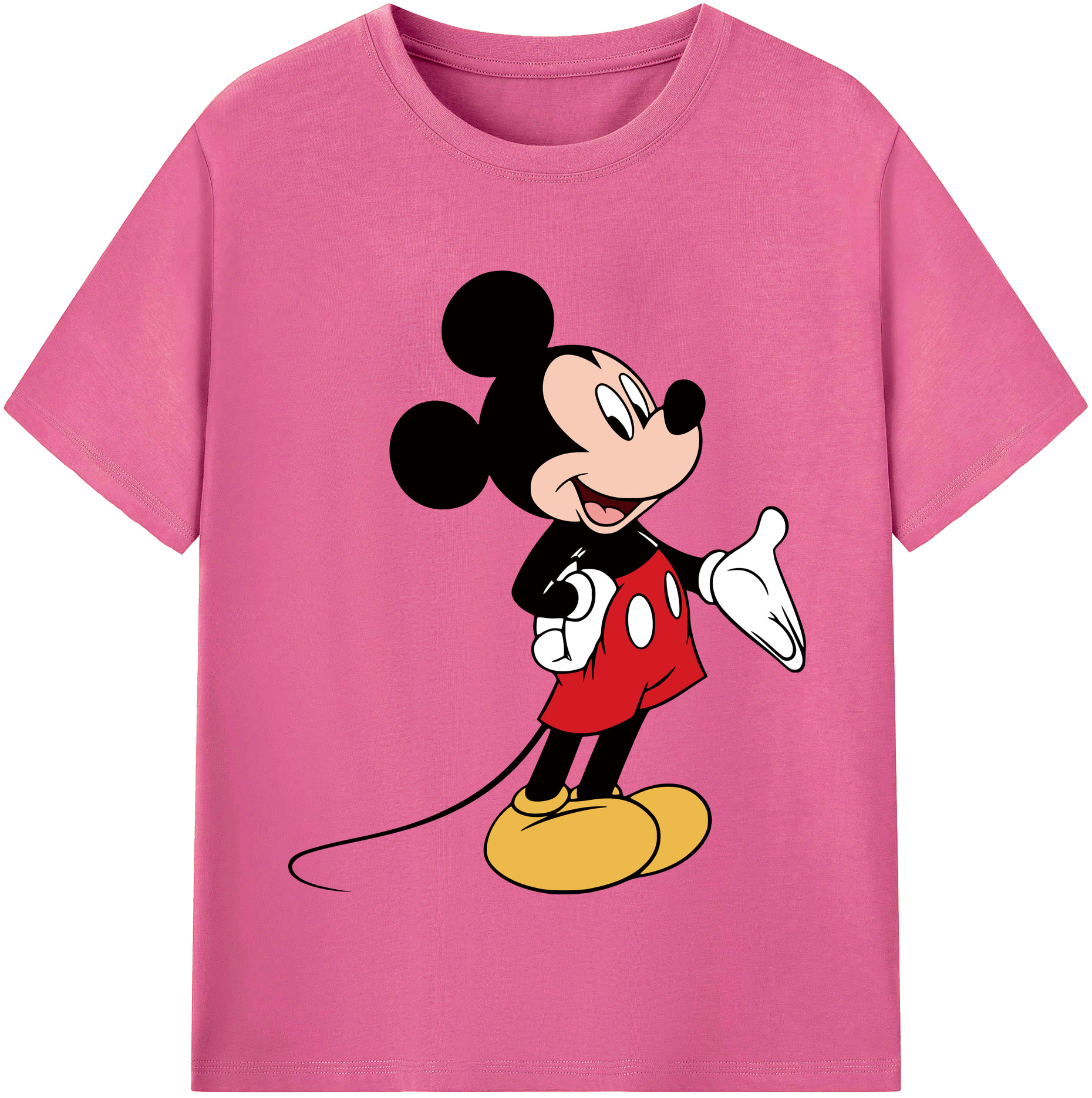 （画像用） ミッキーマウス Mickey Mouse レディースカジュアルプリントTシャツ（綿100％）