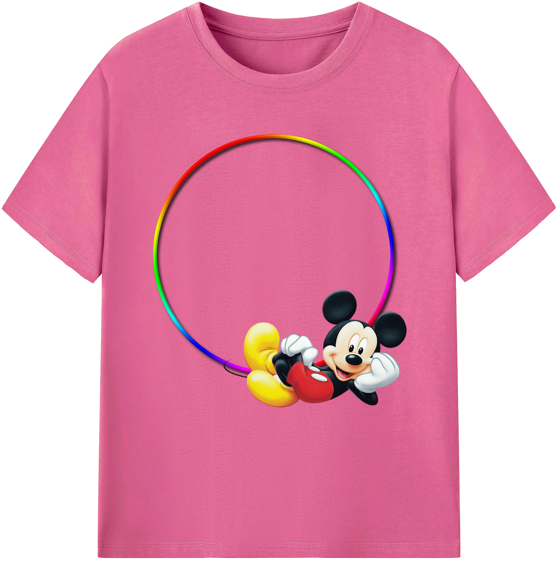 （画像用） ミッキーマウス Mickey Mouse レディースカジュアルプリントTシャツ（綿100％）