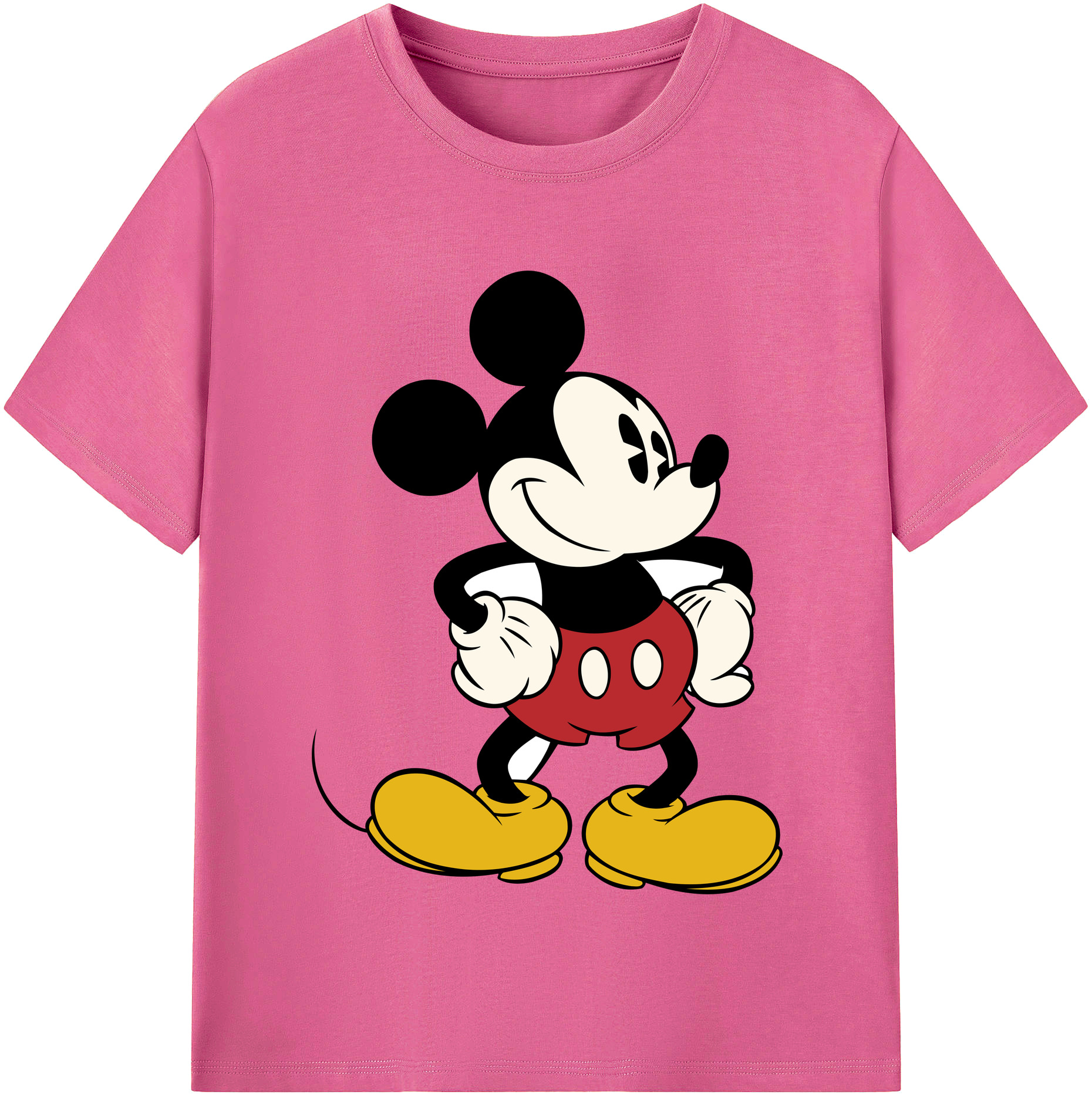 （画像用） ミッキーマウス Mickey Mouse レディースカジュアルプリントTシャツ（綿100％）