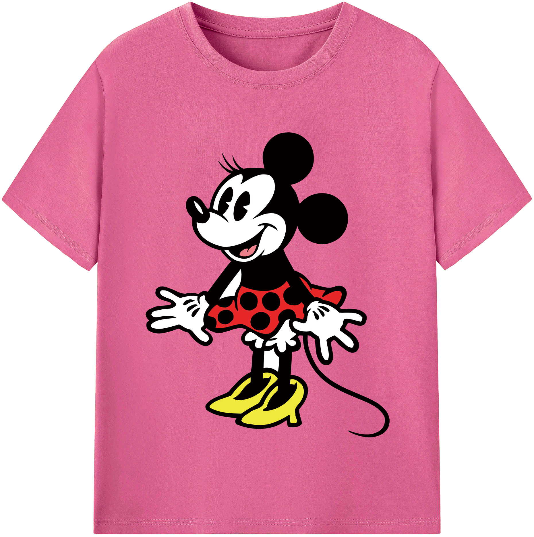 （画像用） ミッキーマウス Mickey Mouse レディースカジュアルプリントTシャツ（綿100％）