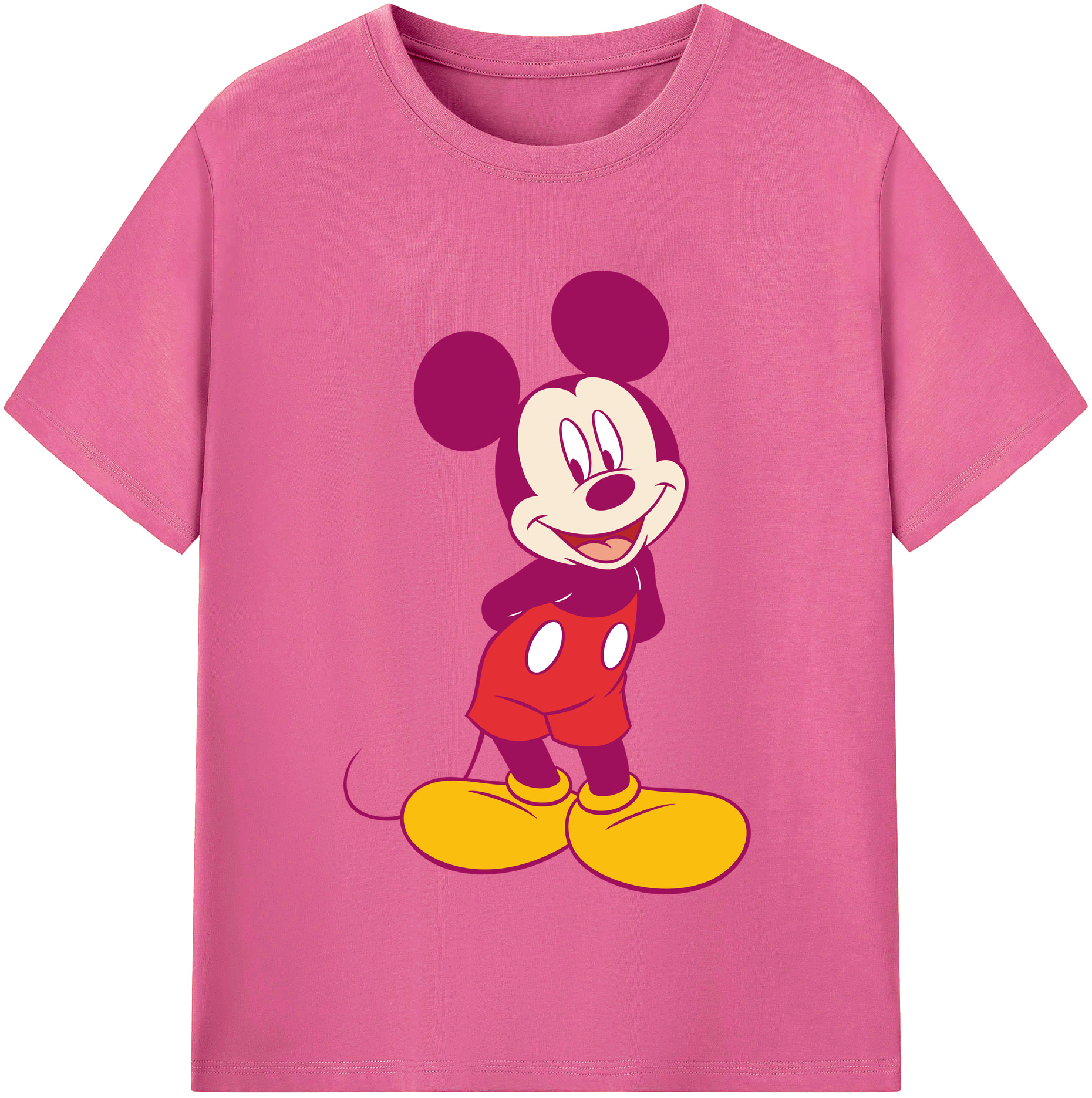 （画像用） ミッキーマウス Mickey Mouse レディースカジュアルプリントTシャツ（綿100％）
