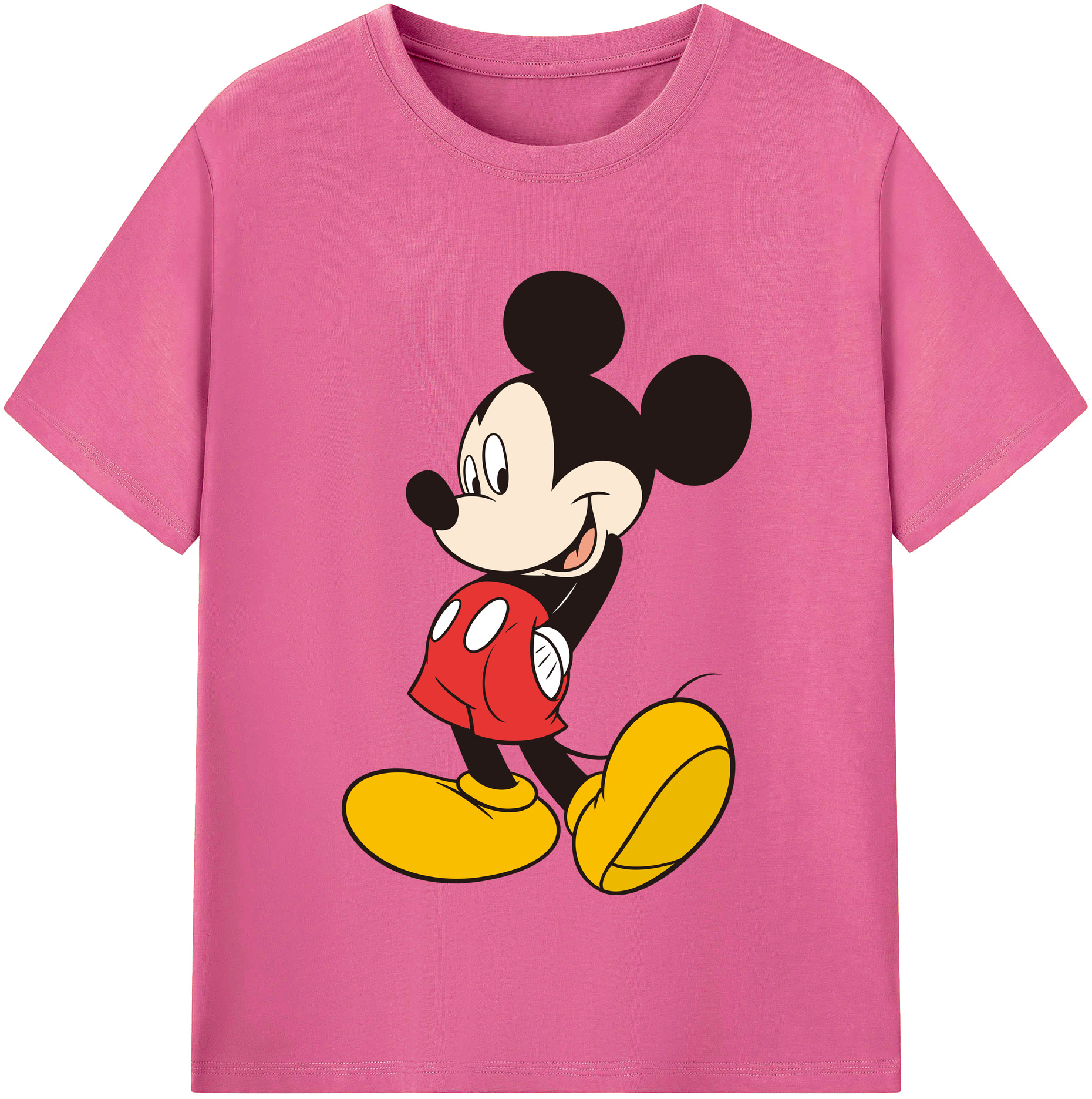 （画像用） ミッキーマウス Mickey Mouse レディースカジュアルプリントTシャツ（綿100％）