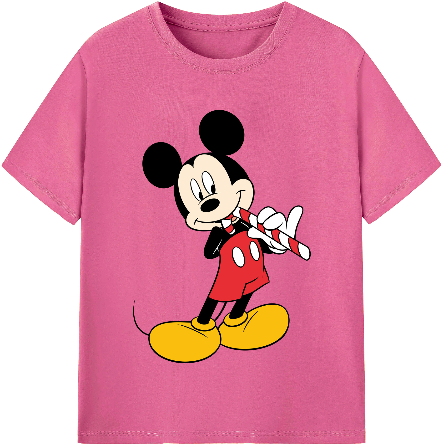 （画像用） ミッキーマウス Mickey Mouse レディースカジュアルプリントTシャツ（綿100％）