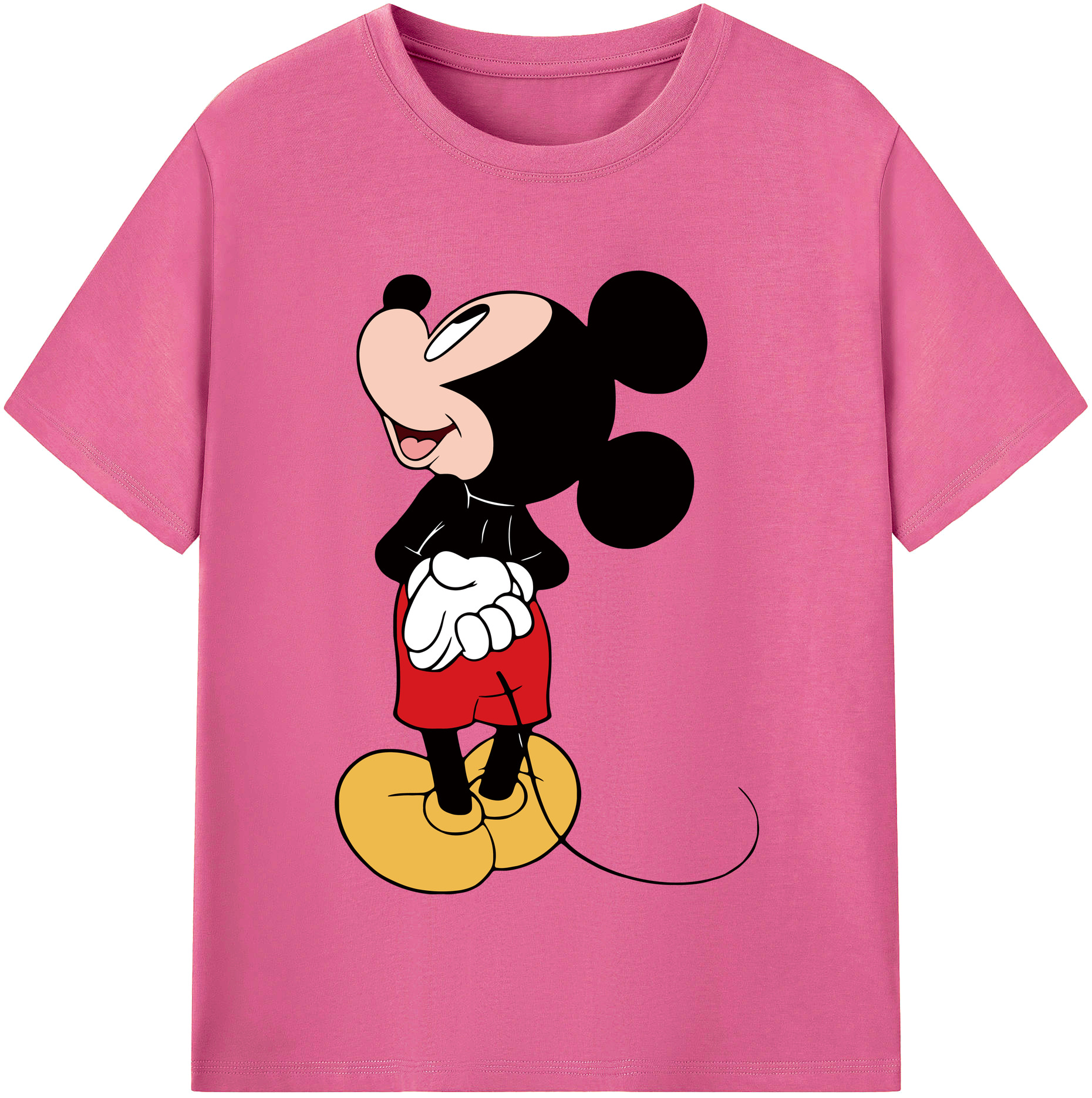 （画像用） ミッキーマウス Mickey Mouse レディースカジュアルプリントTシャツ（綿100％）