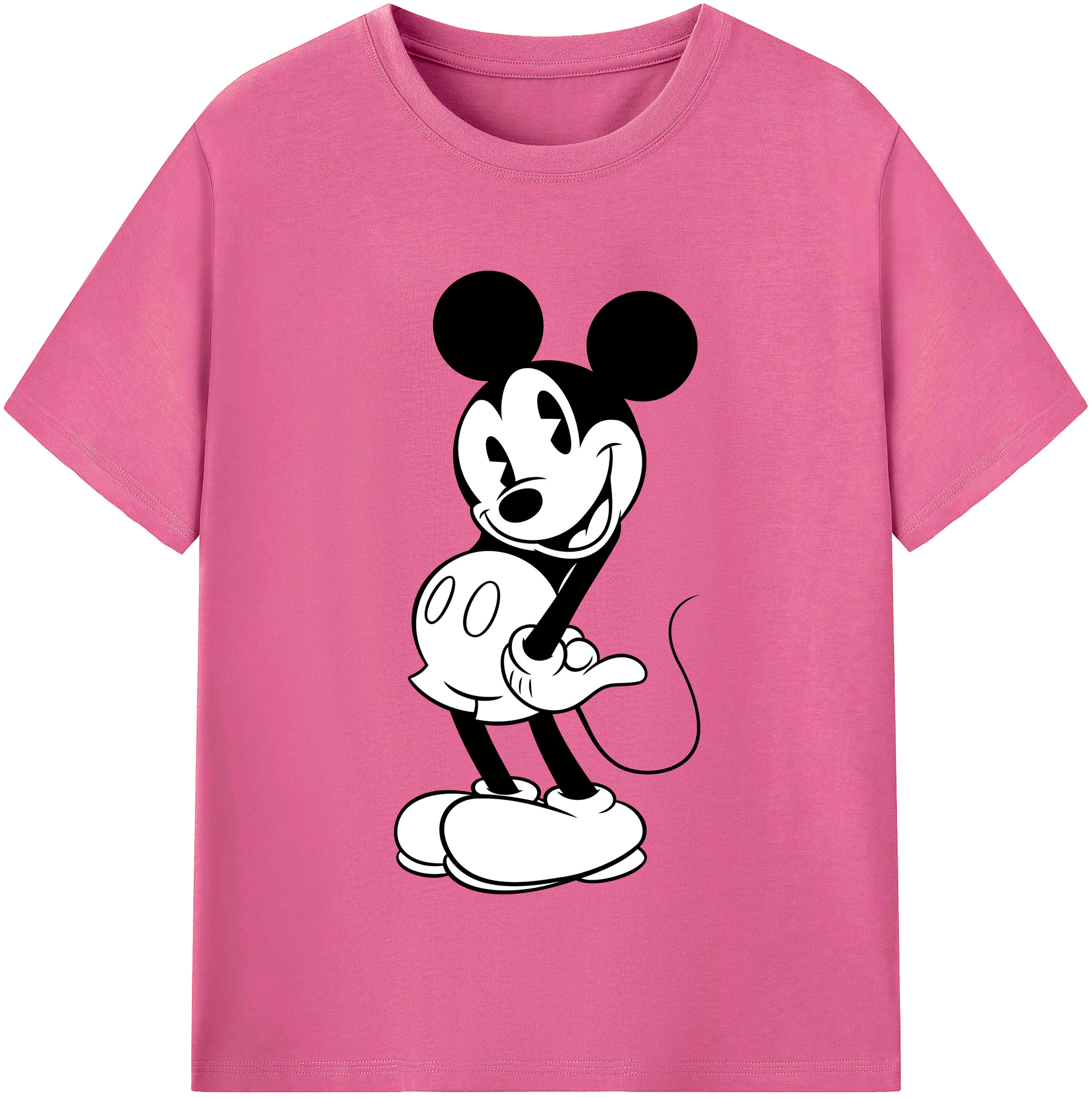 （画像用） ミッキーマウス Mickey Mouse レディースカジュアルプリントTシャツ（綿100％）