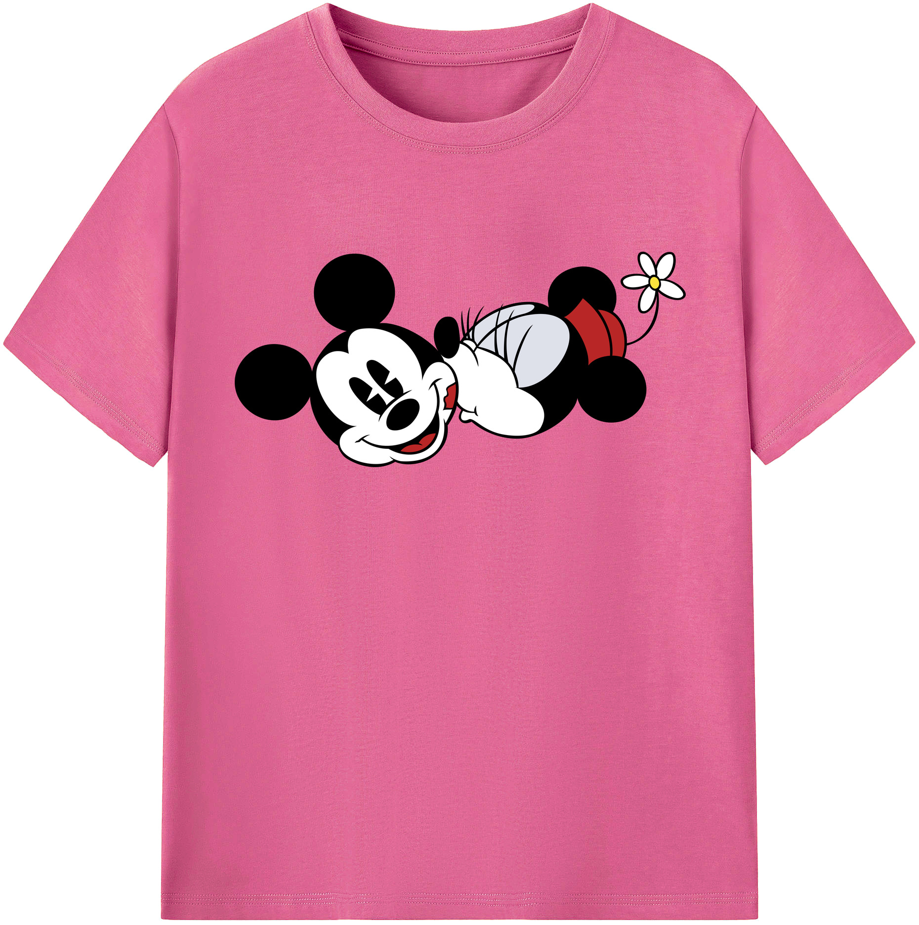 （画像用） ミッキーマウス Mickey Mouse レディースカジュアルプリントTシャツ（綿100％）
