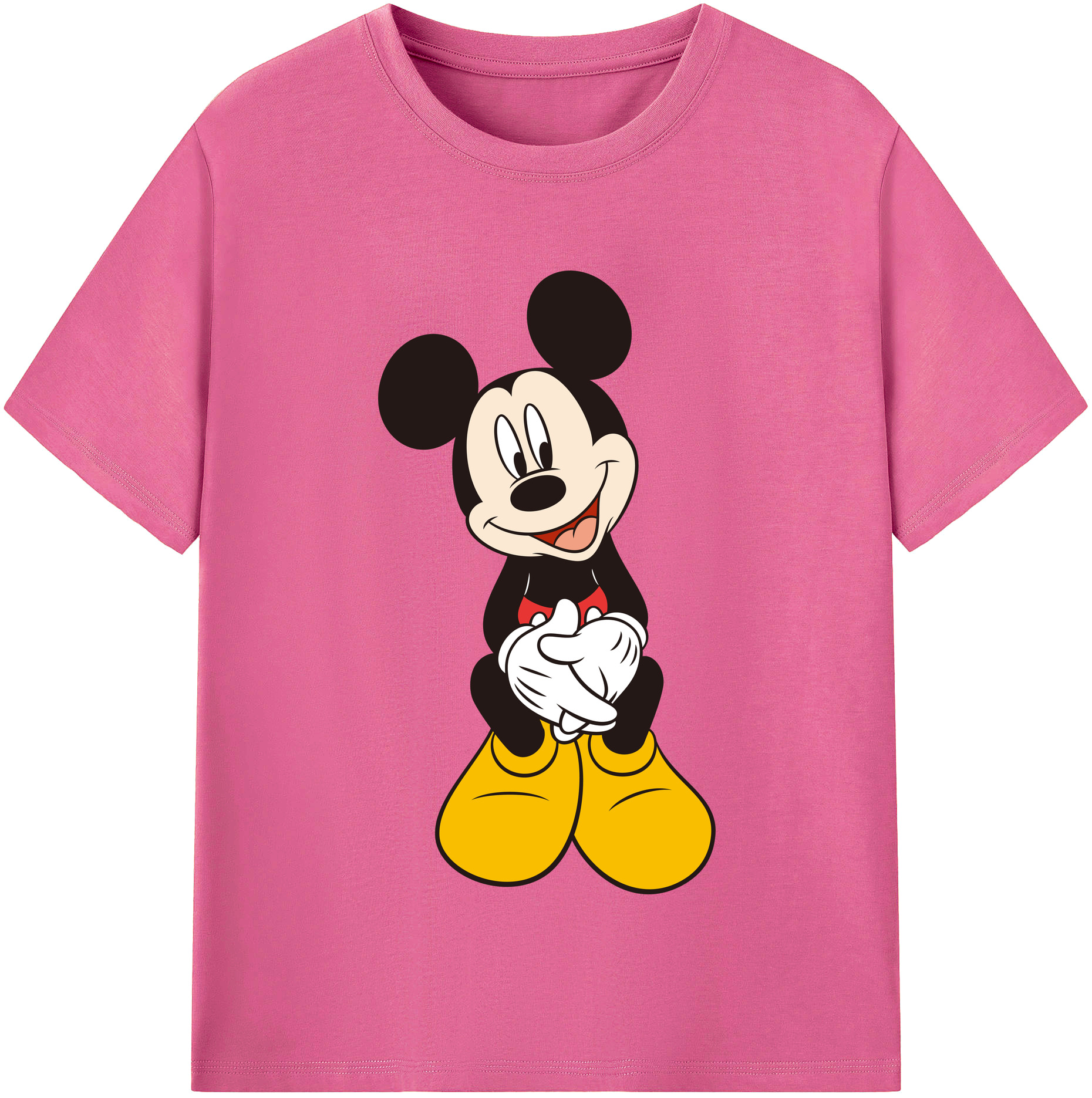 （画像用） ミッキーマウス Mickey Mouse レディースカジュアルプリントTシャツ（綿100％）