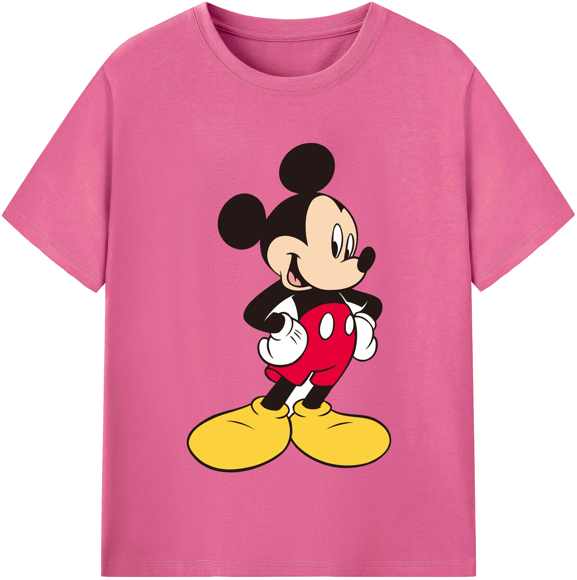 （画像用） ミッキーマウス Mickey Mouse レディースカジュアルプリントTシャツ（綿100％）