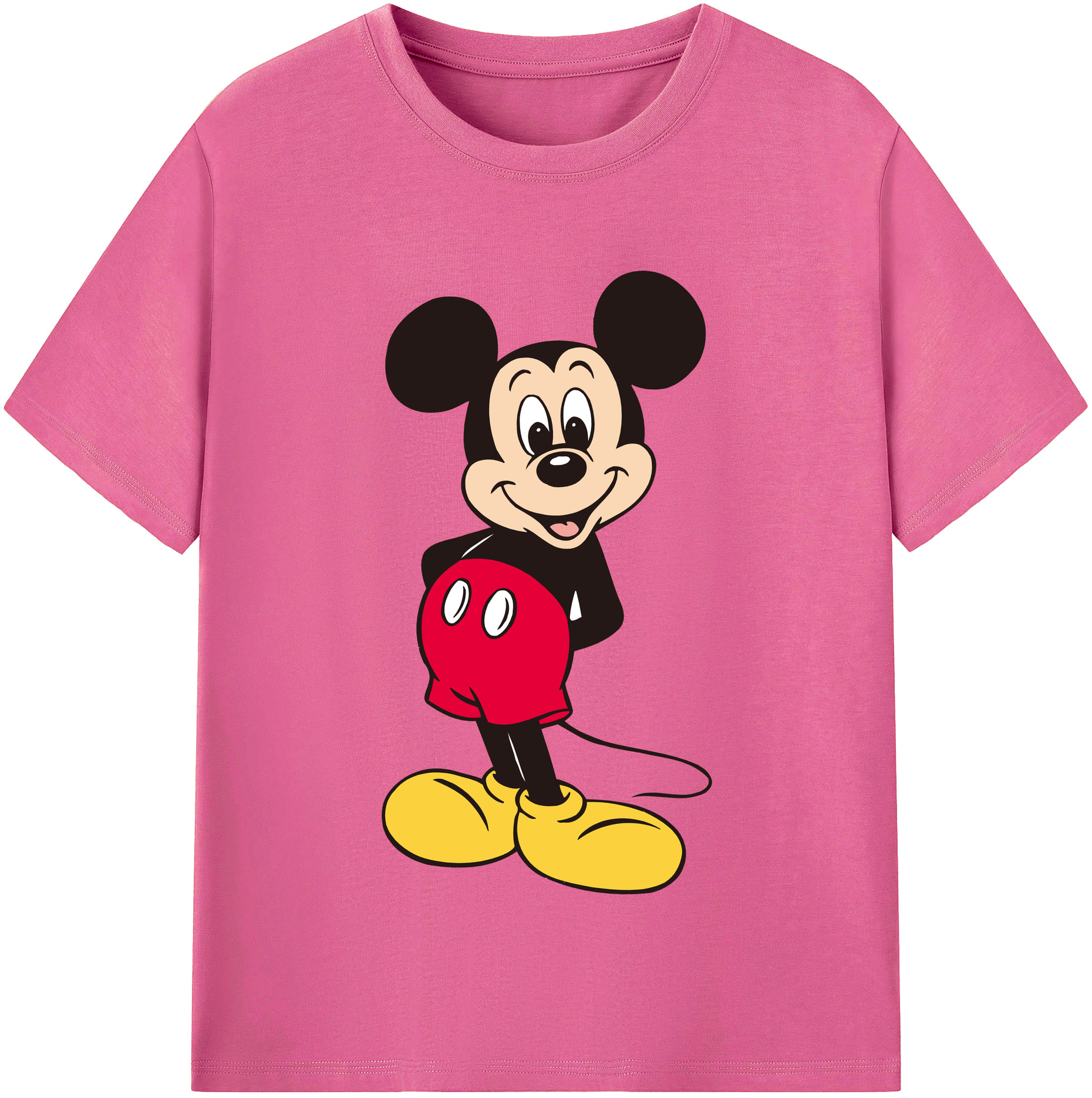 （画像用） ミッキーマウス Mickey Mouse レディースカジュアルプリントTシャツ（綿100％）