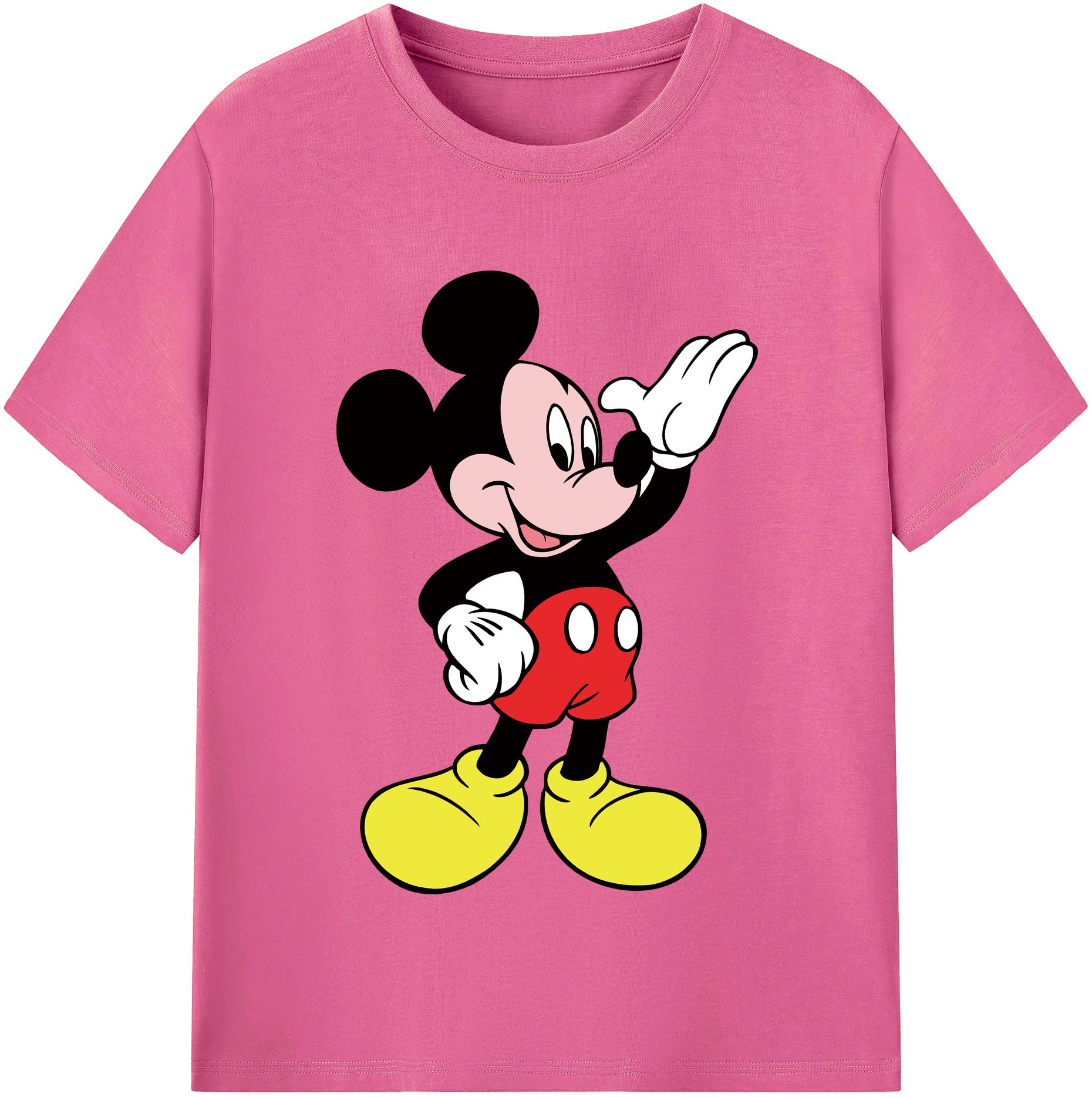 （画像用） ミッキーマウス Mickey Mouse レディースカジュアルプリントTシャツ（綿100％）