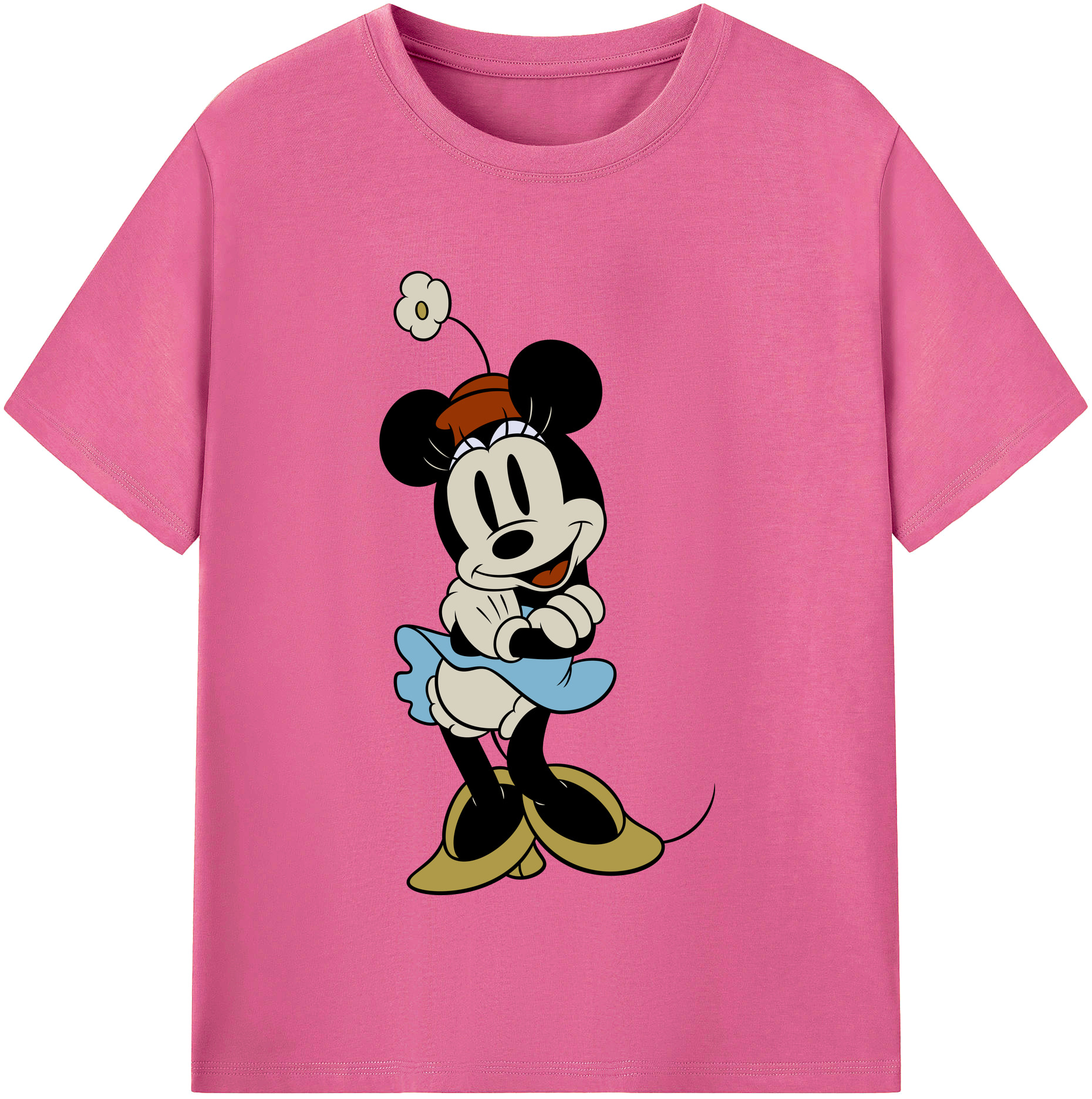 （画像用） ミッキーマウス Mickey Mouse レディースカジュアルプリントTシャツ（綿100％）