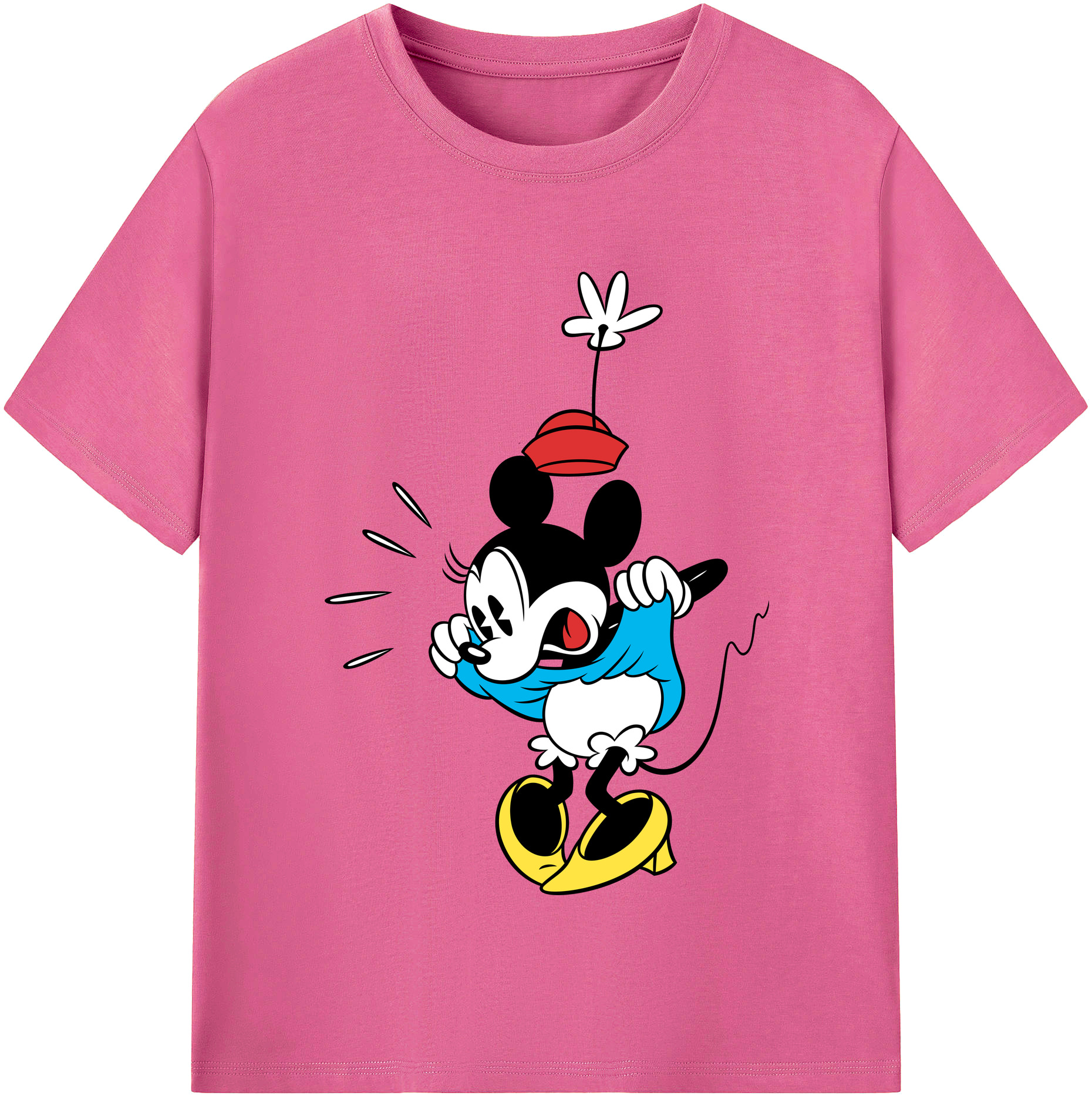 （画像用） ミッキーマウス Mickey Mouse レディースカジュアルプリントTシャツ（綿100％）