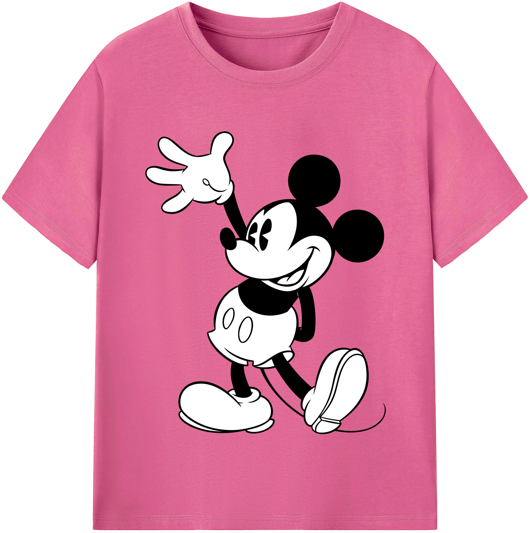 （画像用） ミッキーマウス Mickey Mouse レディースカジュアルプリントTシャツ（綿100％）