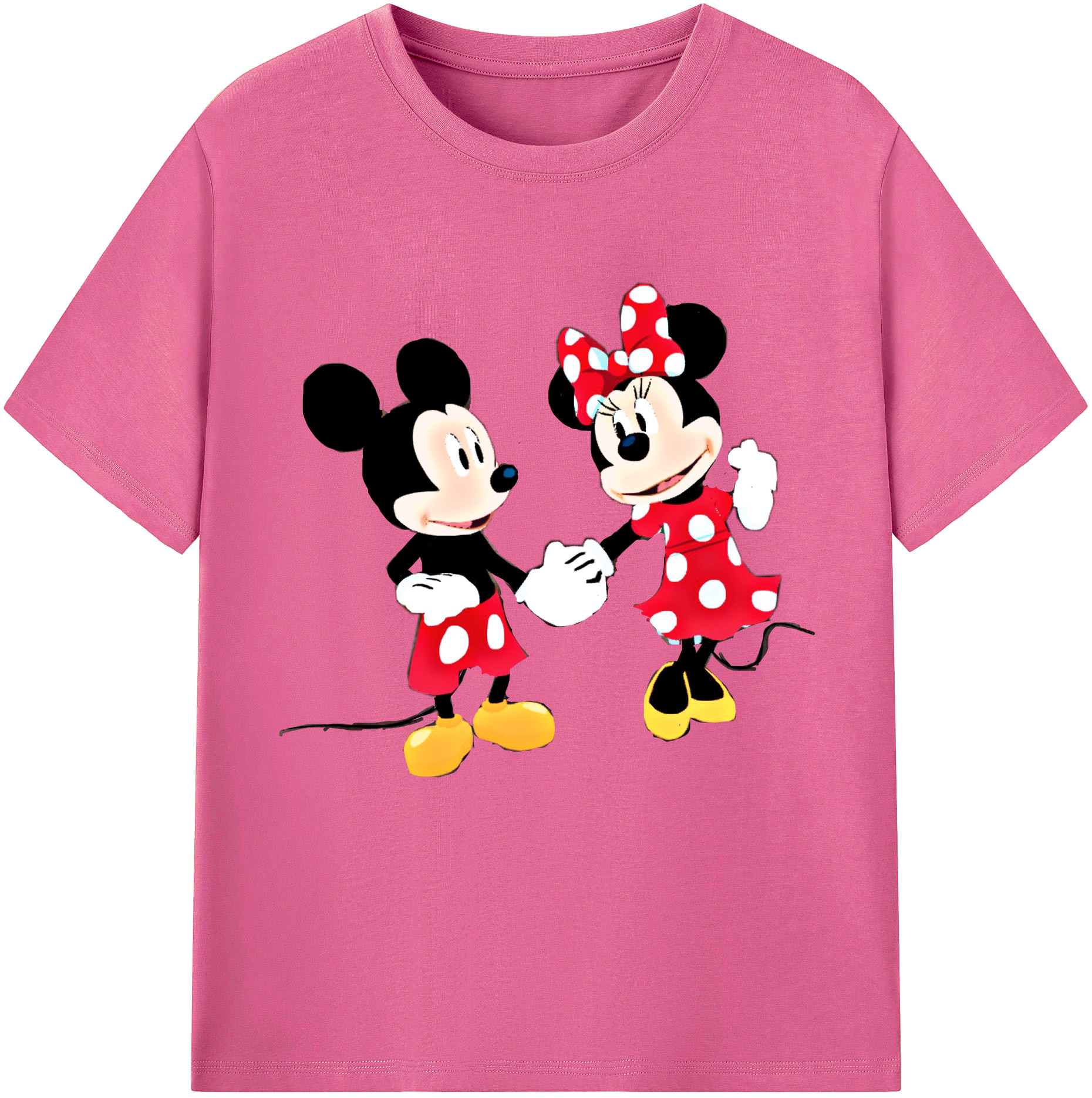 （画像用） ミッキーマウス Mickey Mouse レディースカジュアルプリントTシャツ（綿100％）