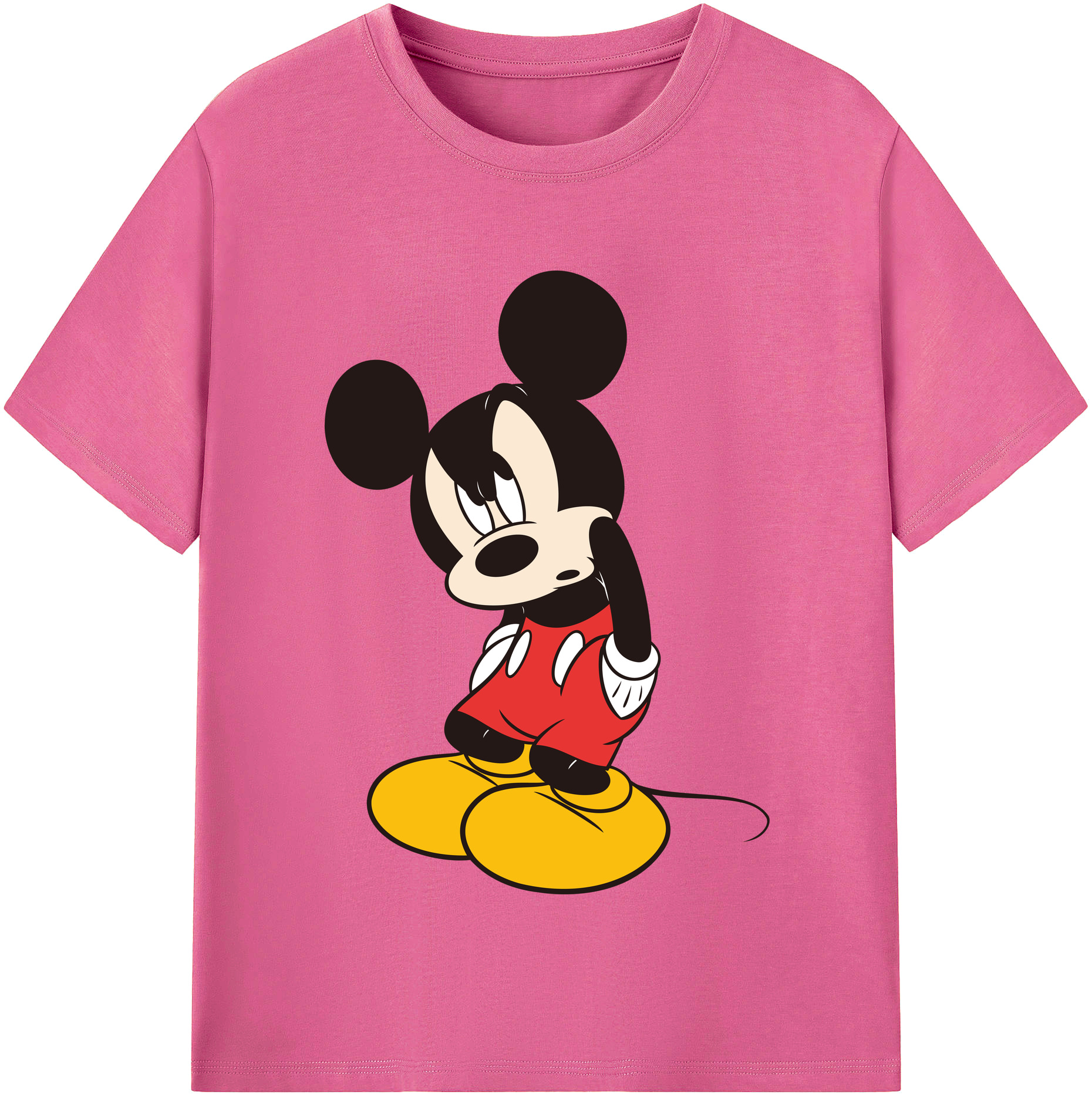 （画像用） ミッキーマウス Mickey Mouse レディースカジュアルプリントTシャツ（綿100％）