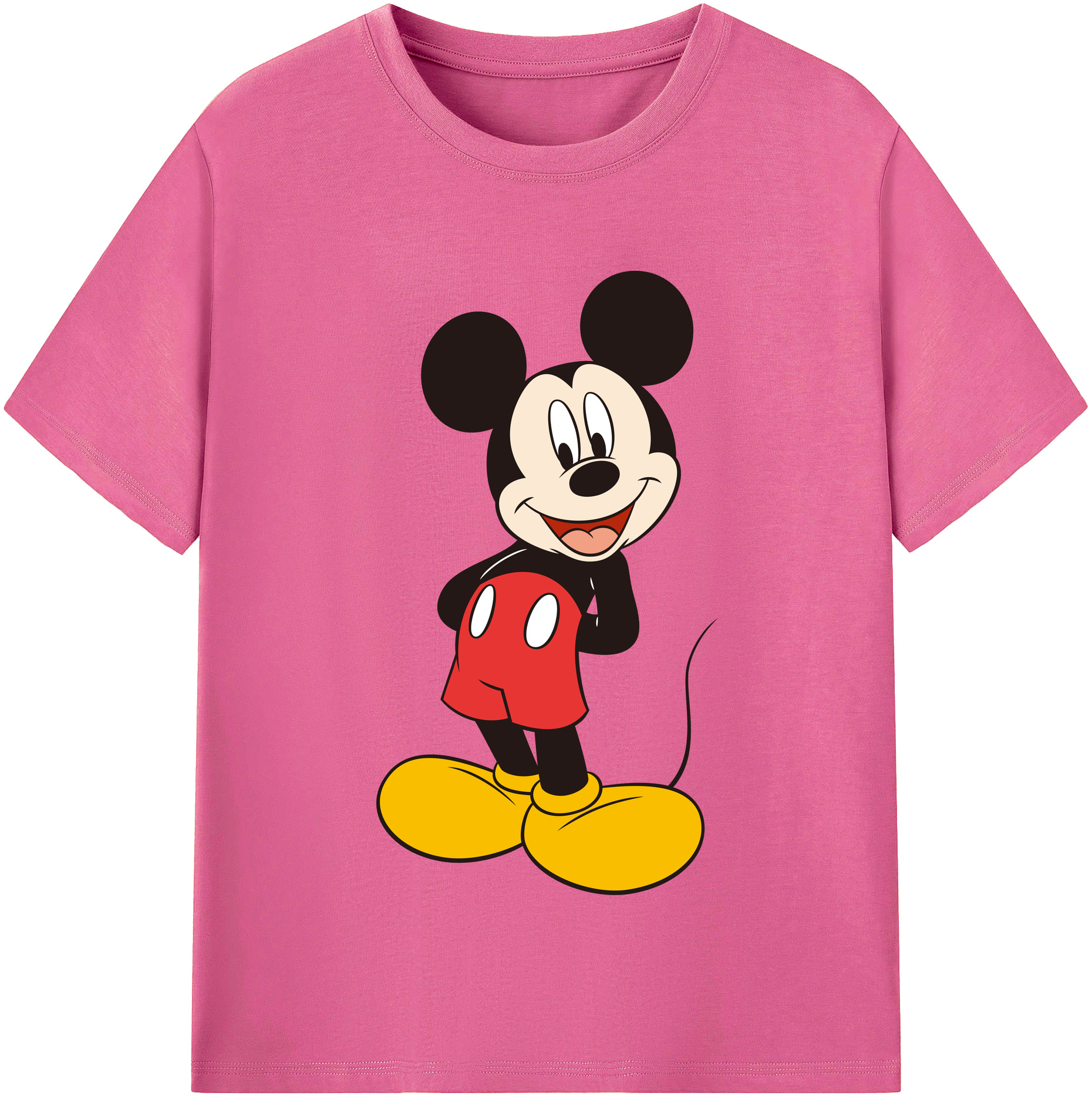 （画像用） ミッキーマウス Mickey Mouse レディースカジュアルプリントTシャツ（綿100％）