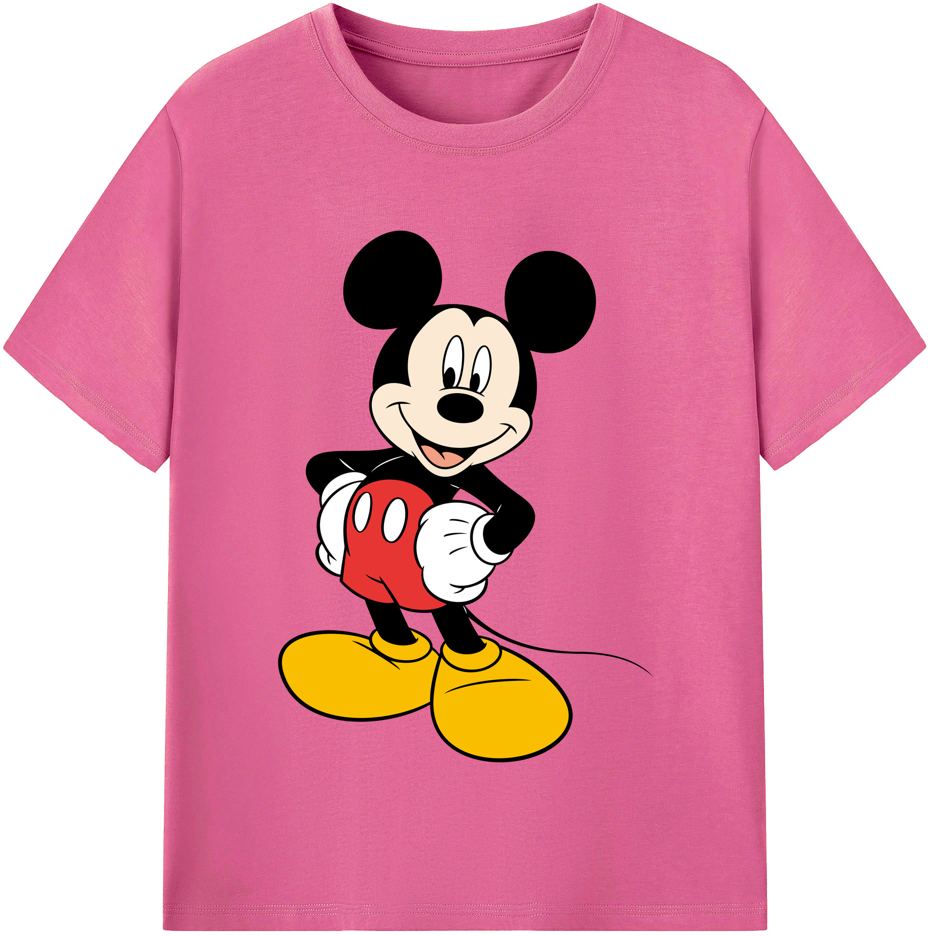 （画像用） ミッキーマウス Mickey Mouse レディースカジュアルプリントTシャツ（綿100％）