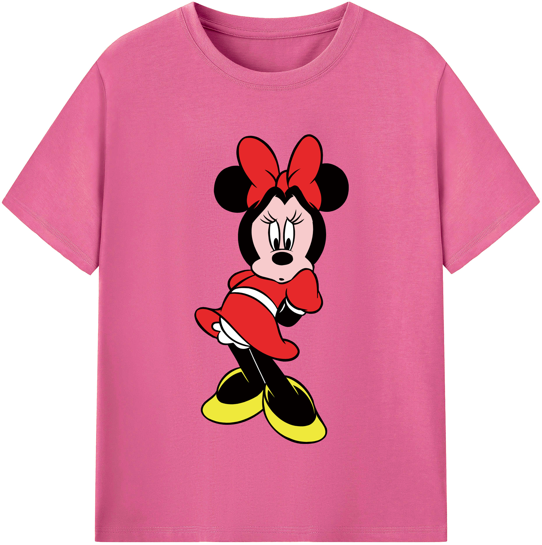 （画像用） ミッキーマウス Mickey Mouse レディースカジュアルプリントTシャツ（綿100％）