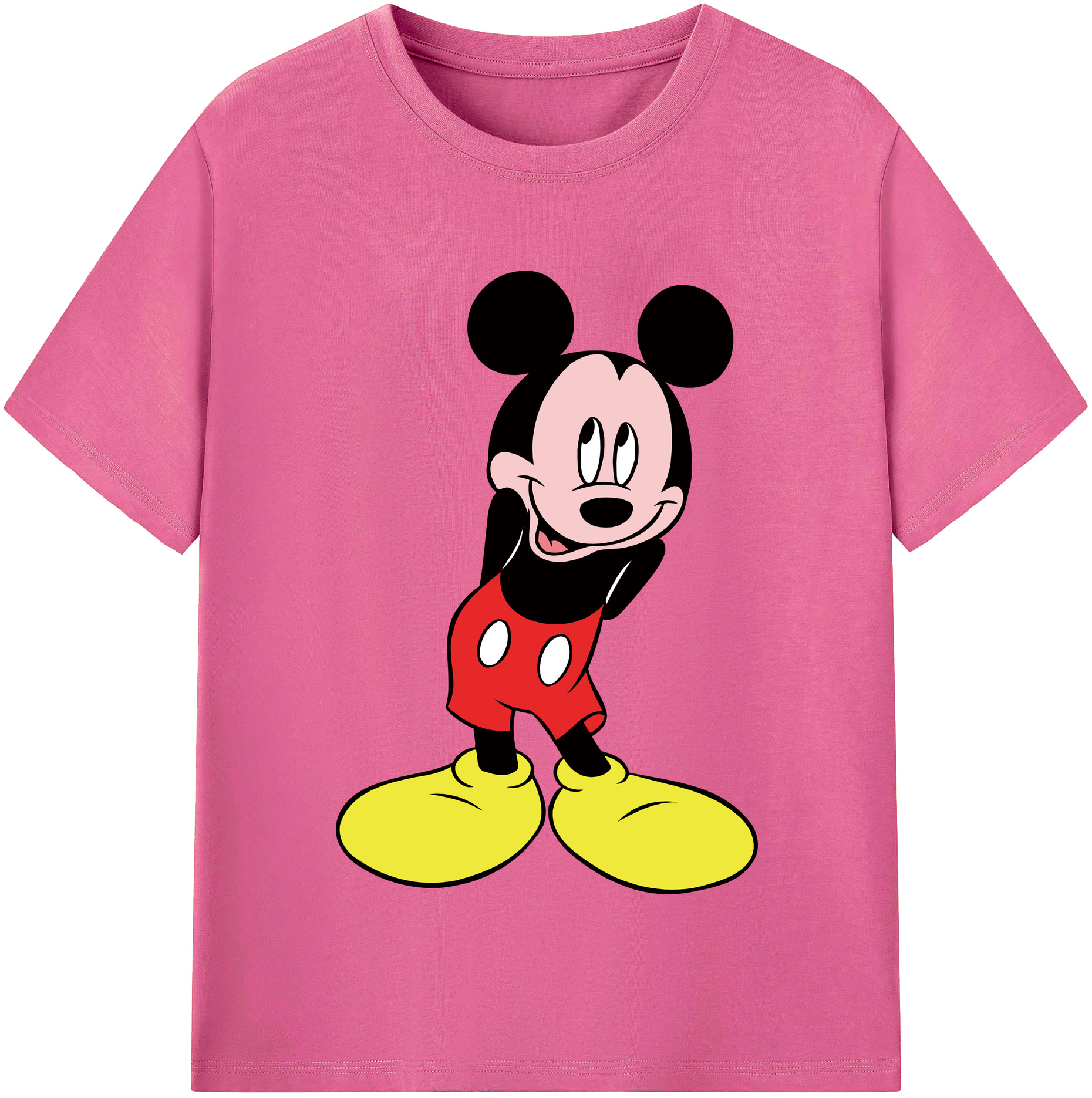 （画像用） ミッキーマウス Mickey Mouse レディースカジュアルプリントTシャツ（綿100％）