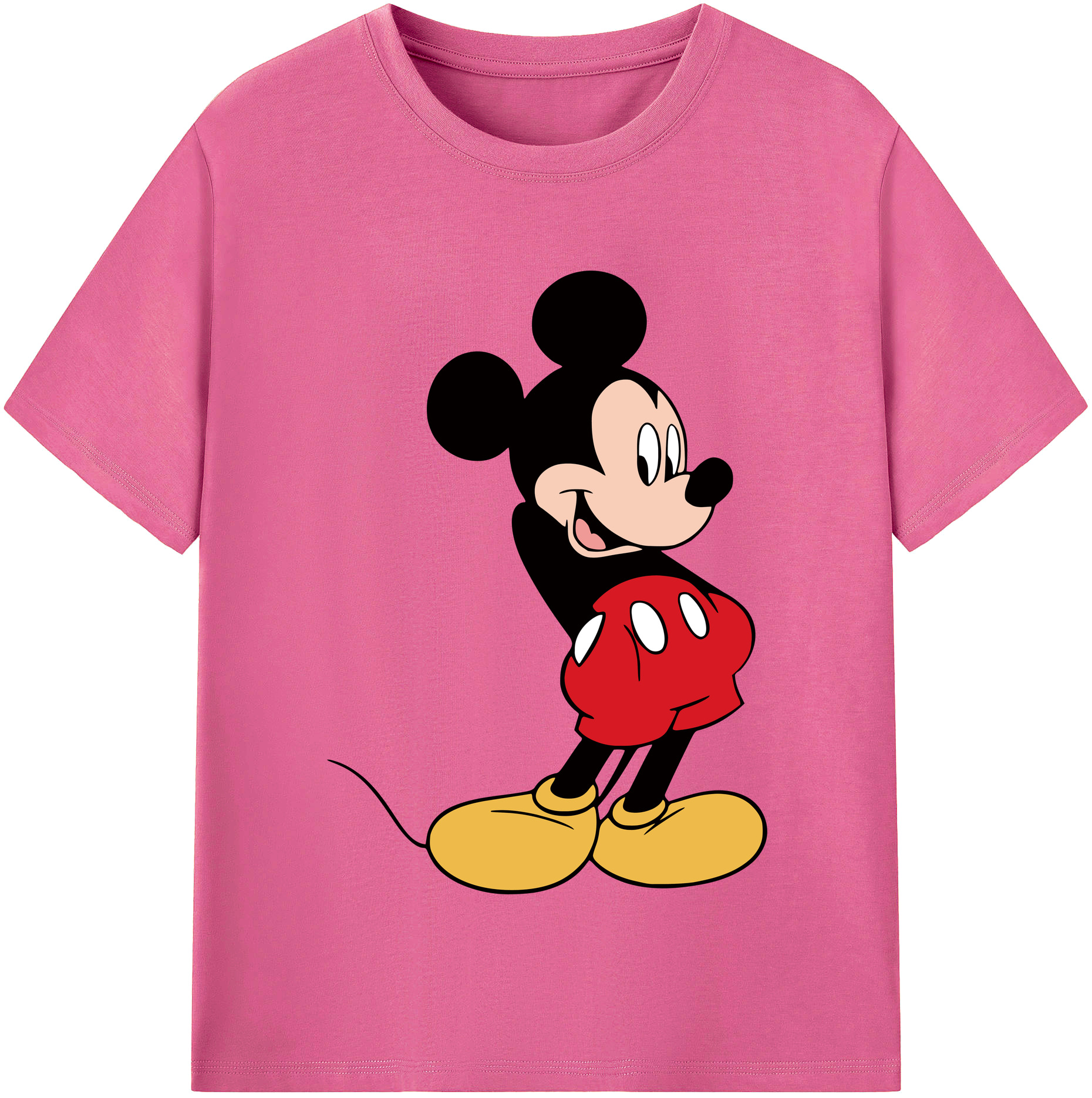 （画像用） ミッキーマウス Mickey Mouse レディースカジュアルプリントTシャツ（綿100％）