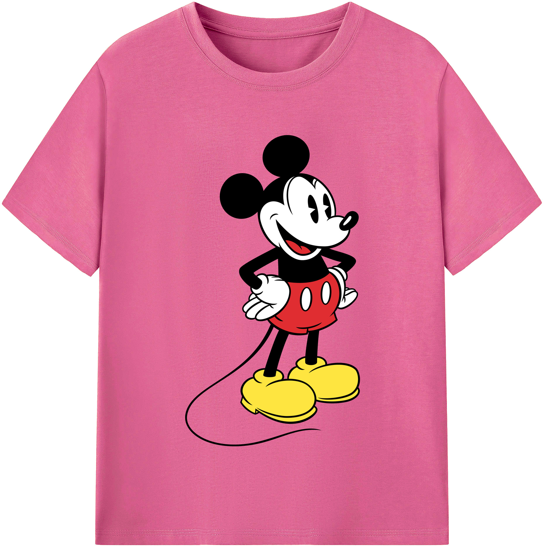 （画像用） ミッキーマウス Mickey Mouse レディースカジュアルプリントTシャツ（綿100％）
