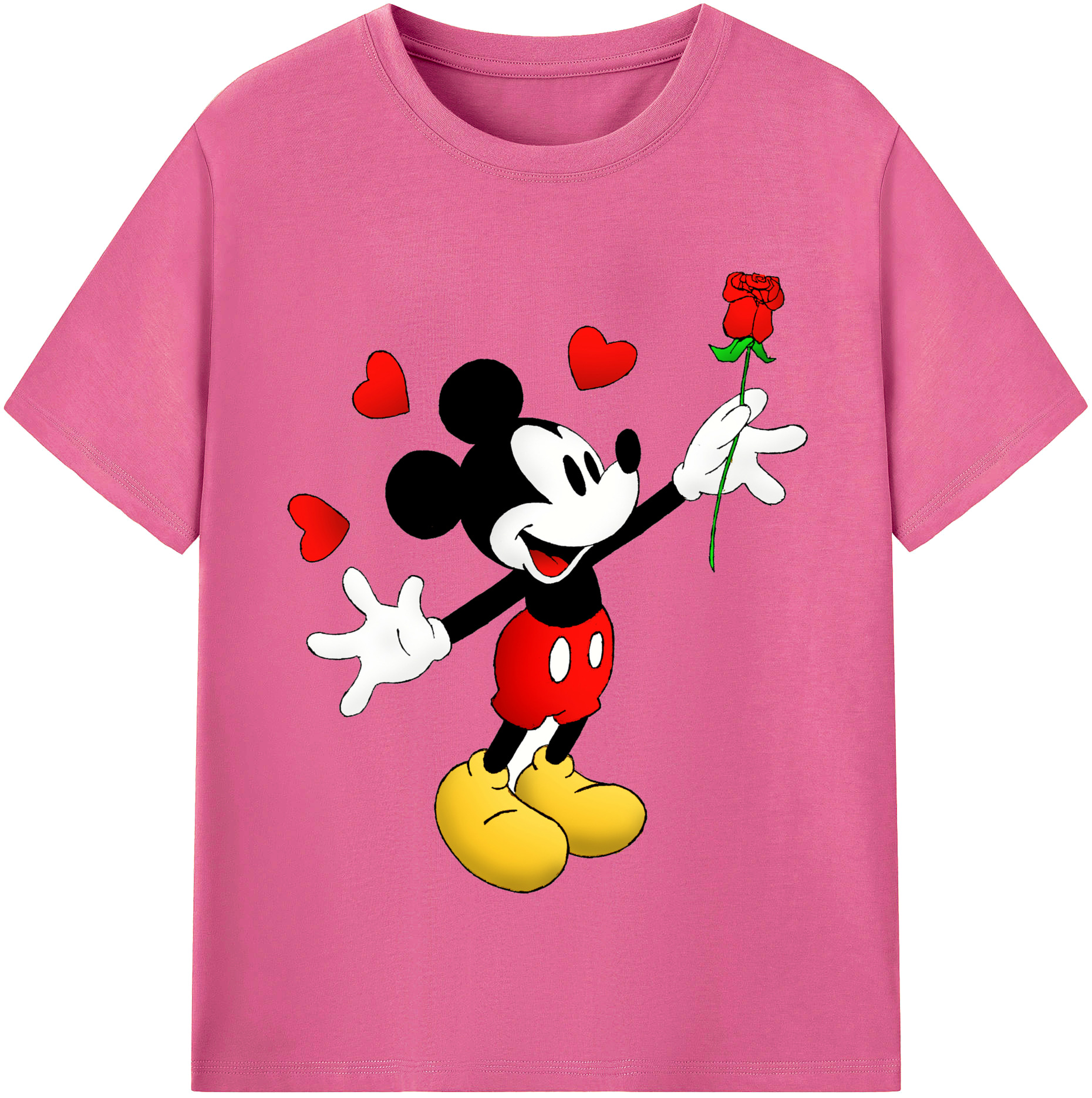 （画像用） ミッキーマウス Mickey Mouse レディースカジュアルプリントTシャツ（綿100％）