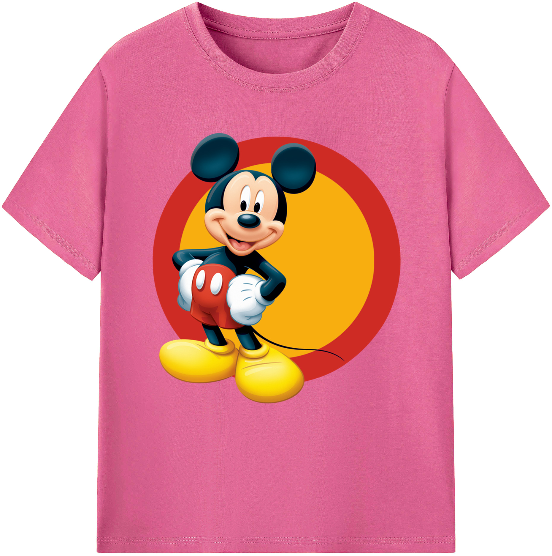（画像用） ミッキーマウス Mickey Mouse レディースカジュアルプリントTシャツ（綿100％）