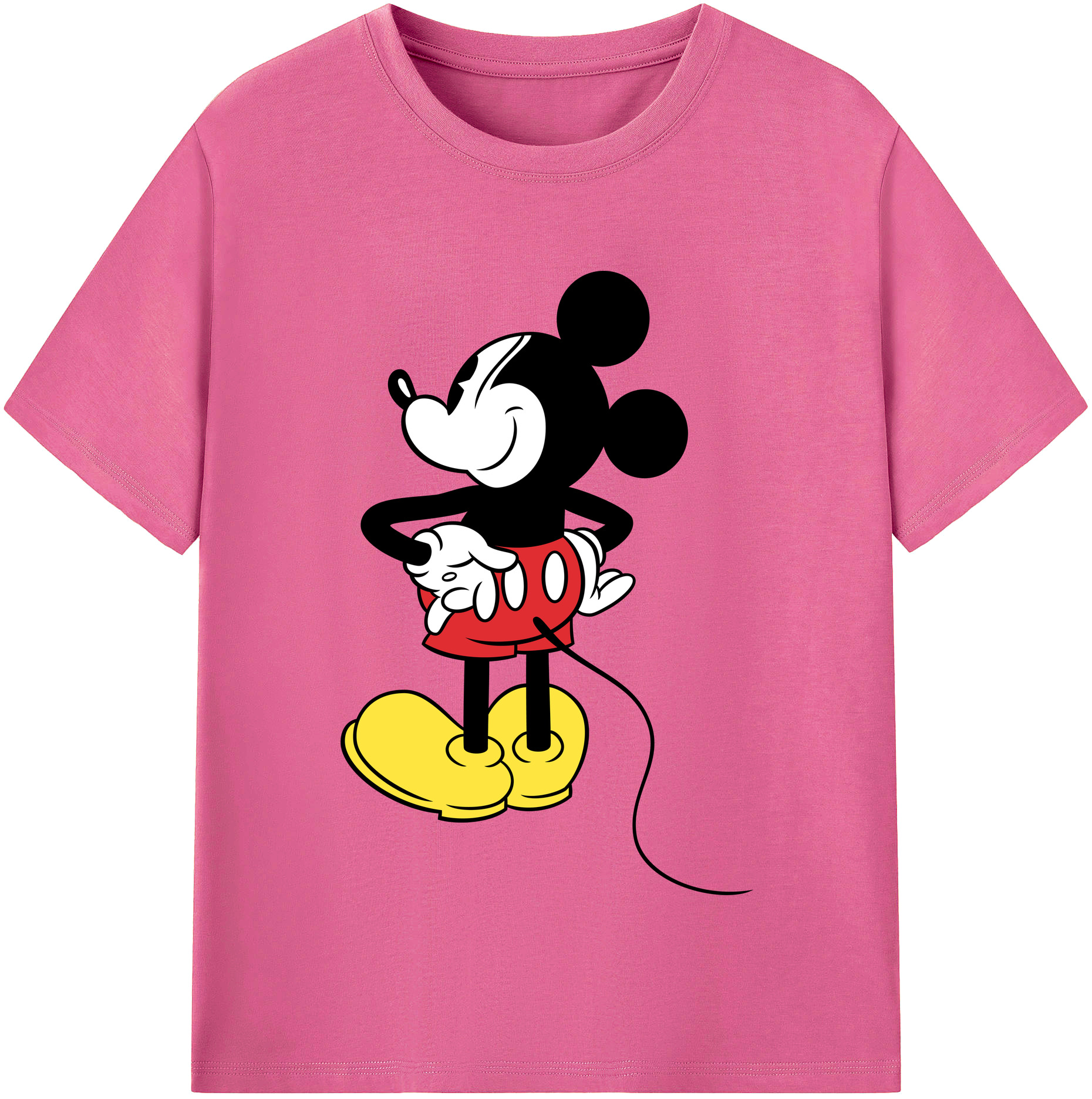 （画像用） ミッキーマウス Mickey Mouse レディースカジュアルプリントTシャツ（綿100％）