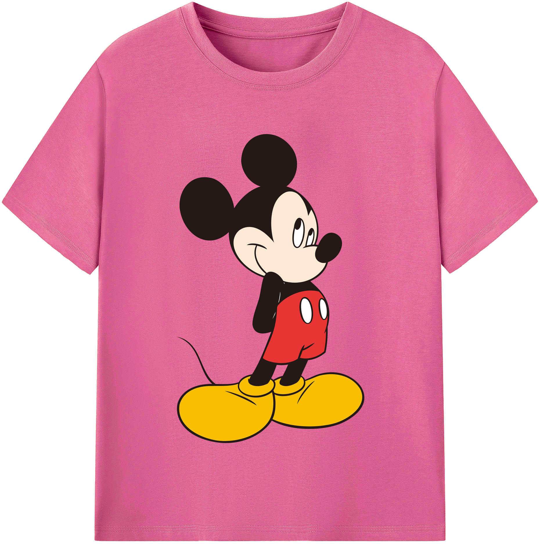 （画像用） ミッキーマウス Mickey Mouse レディースカジュアルプリントTシャツ（綿100％）