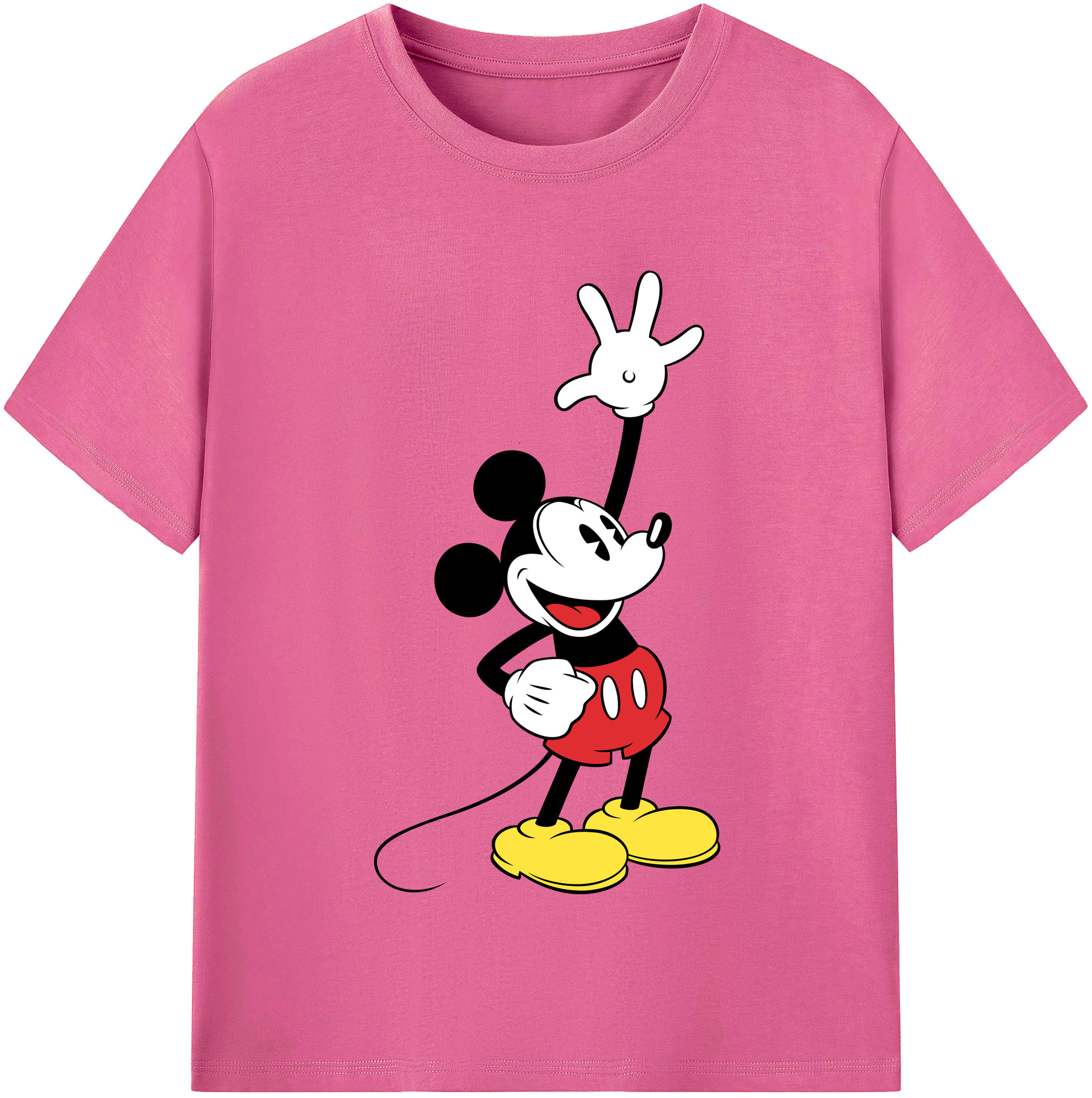 （画像用） ミッキーマウス Mickey Mouse レディースカジュアルプリントTシャツ（綿100％）