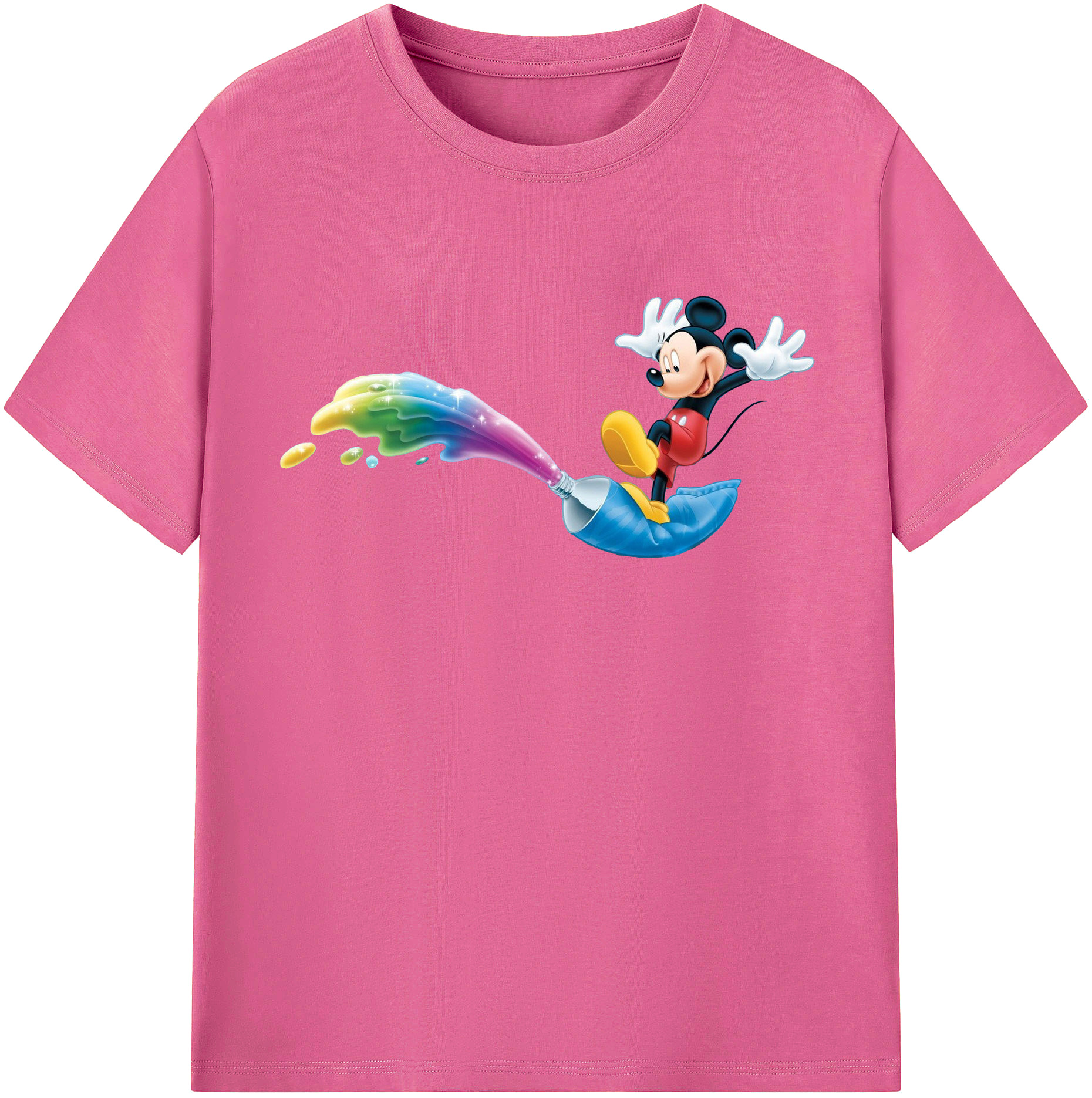 （画像用） ミッキーマウス Mickey Mouse レディースカジュアルプリントTシャツ（綿100％）