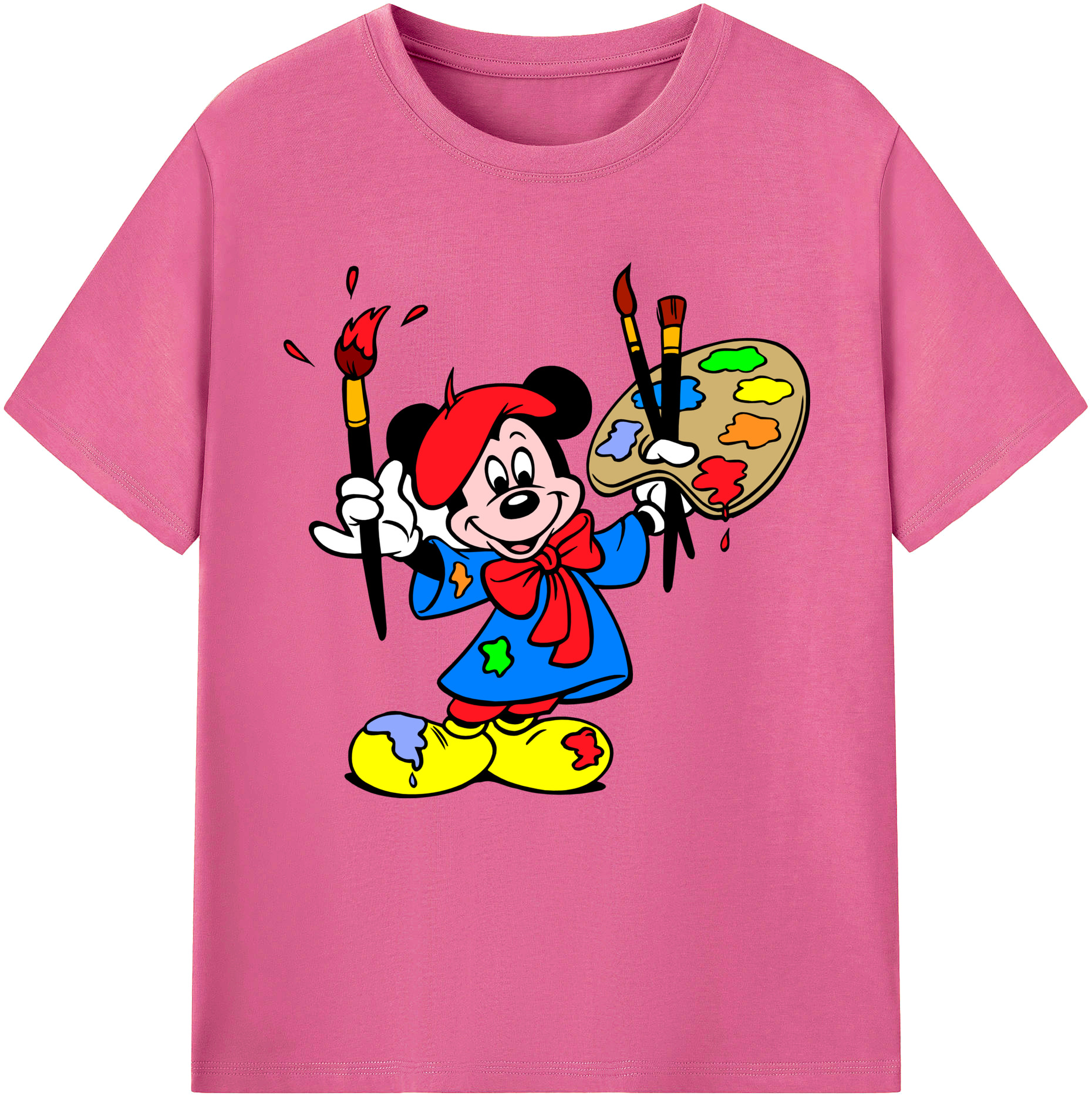 （画像用） ミッキーマウス Mickey Mouse レディースカジュアルプリントTシャツ（綿100％）