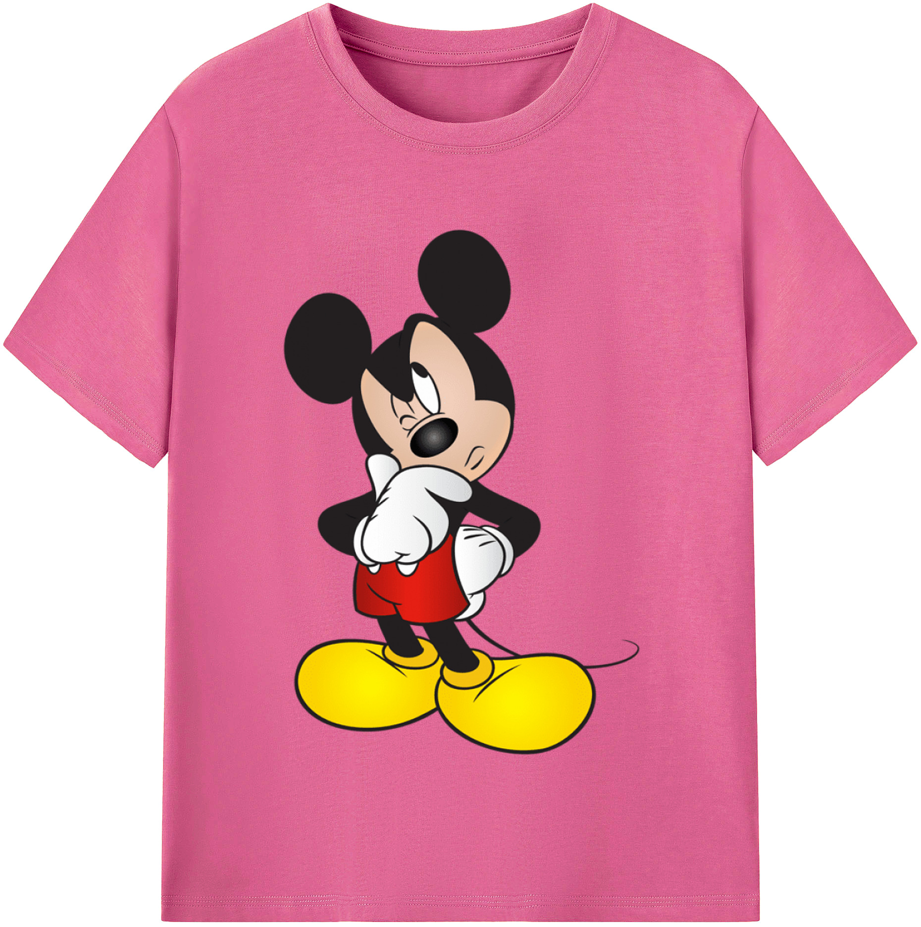 （画像用） ミッキーマウス Mickey Mouse レディースカジュアルプリントTシャツ（綿100％）