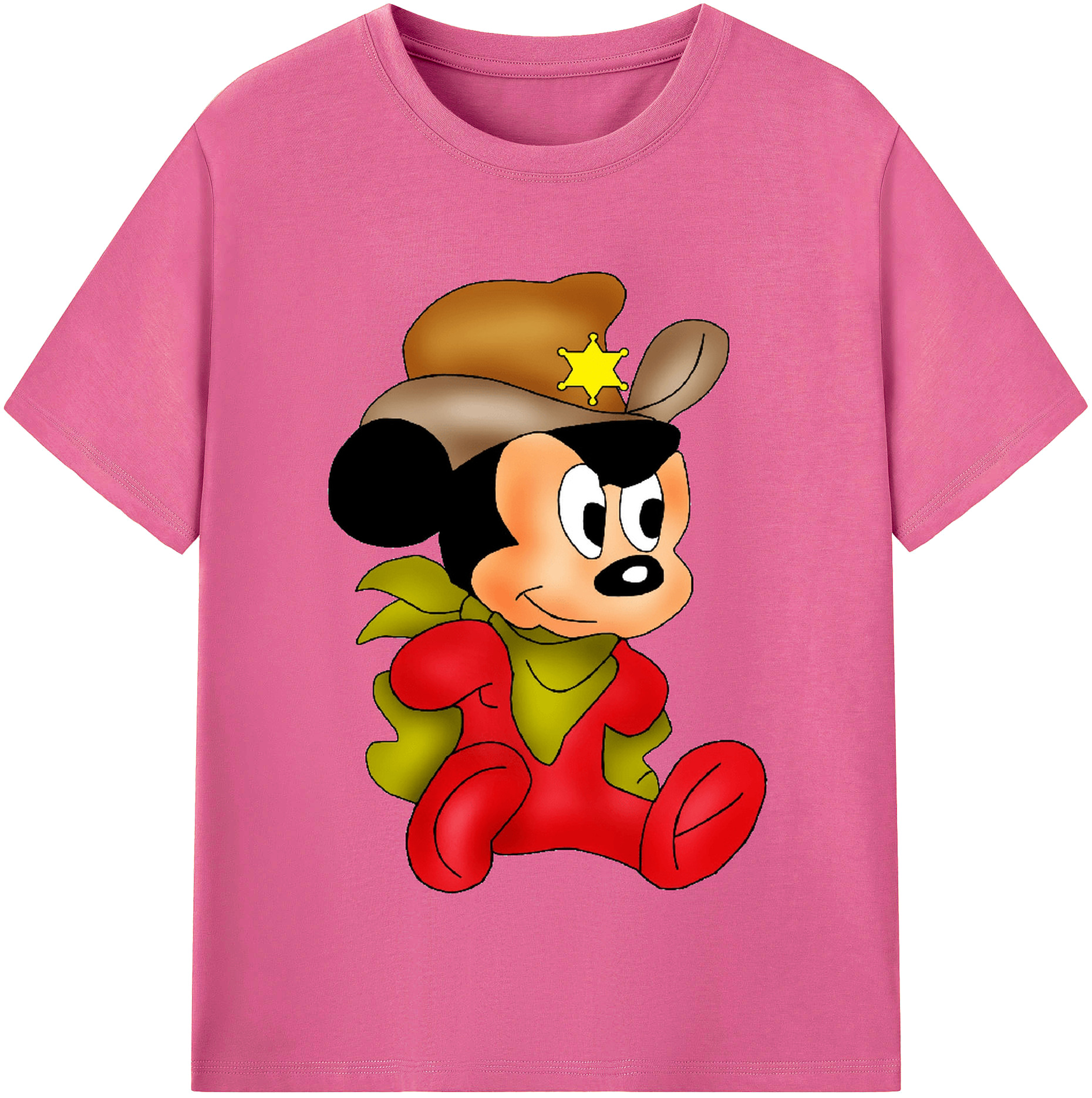 （画像用） ミッキーマウス Mickey Mouse レディースカジュアルプリントTシャツ（綿100％）