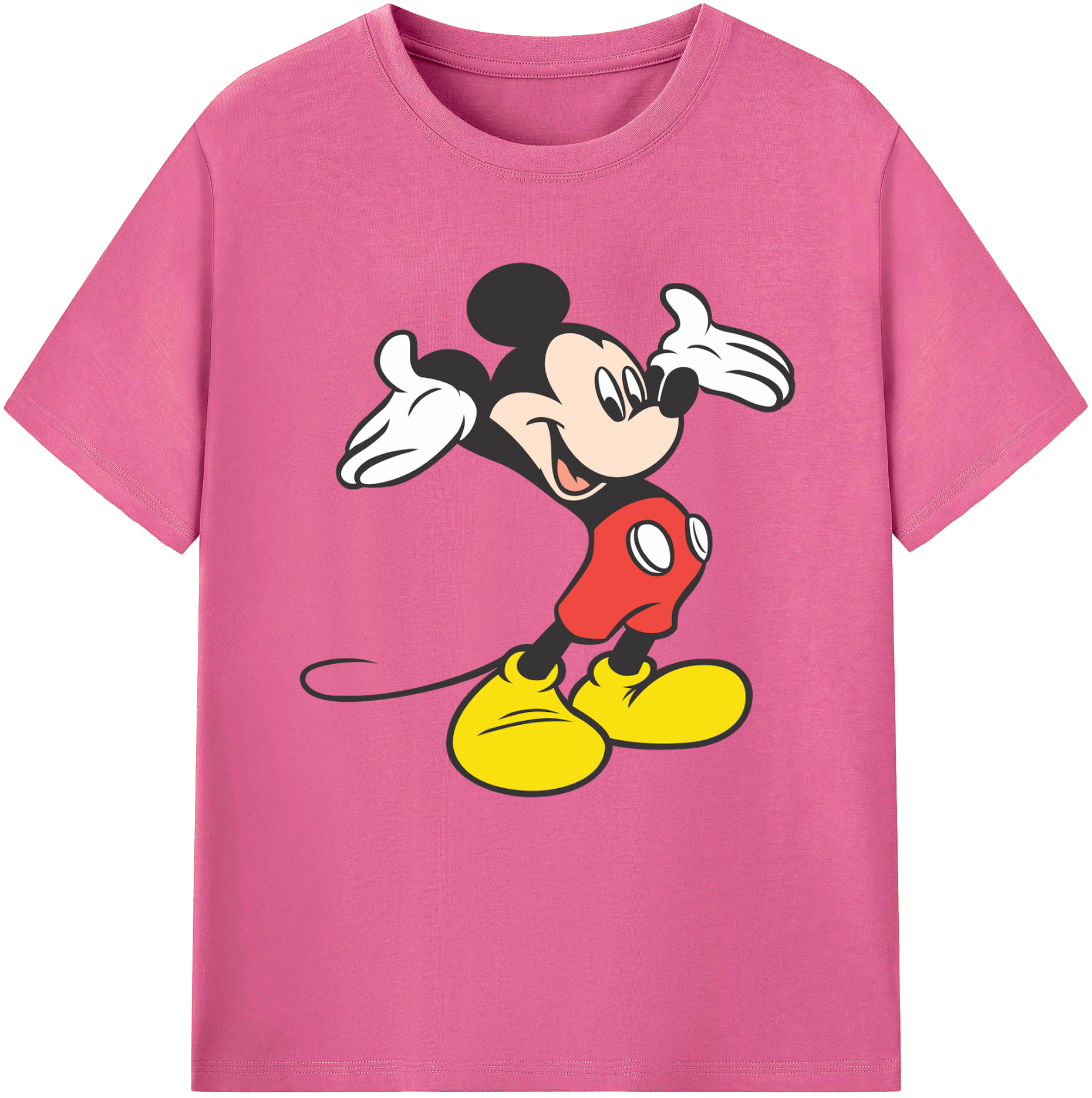 （画像用） ミッキーマウス Mickey Mouse レディースカジュアルプリントTシャツ（綿100％）