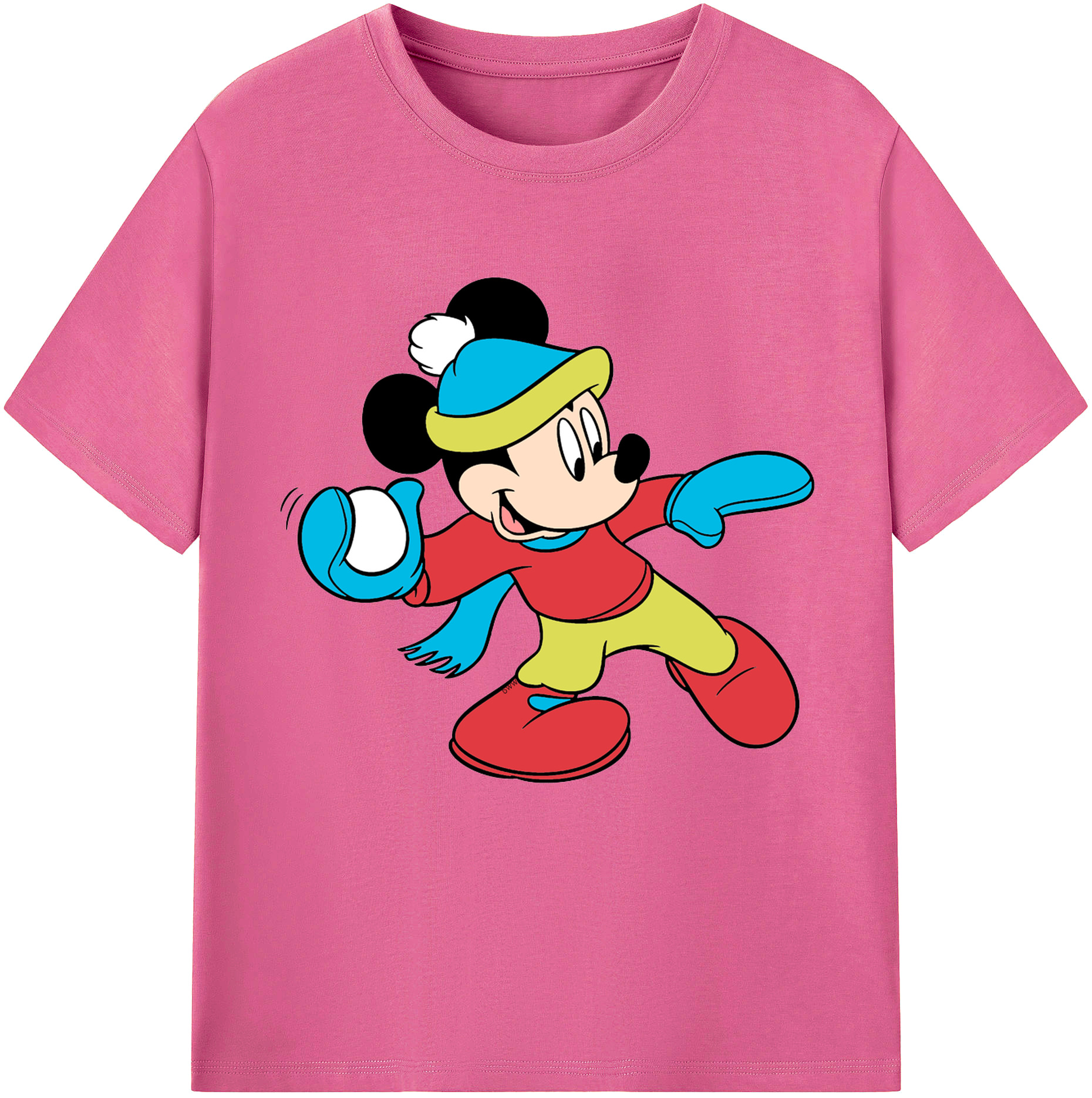（画像用） ミッキーマウス Mickey Mouse レディースカジュアルプリントTシャツ（綿100％）