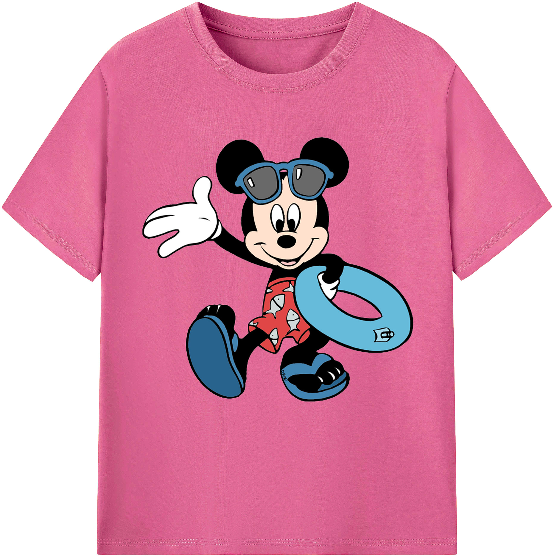 （画像用） ミッキーマウス Mickey Mouse レディースカジュアルプリントTシャツ（綿100％）