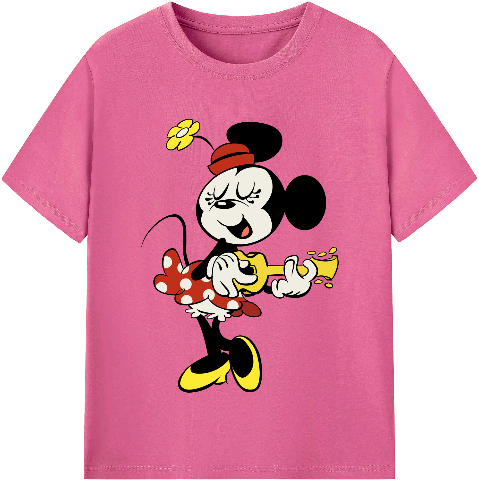 （画像用） ミッキーマウス Mickey Mouse レディースカジュアルプリントTシャツ（綿100％）