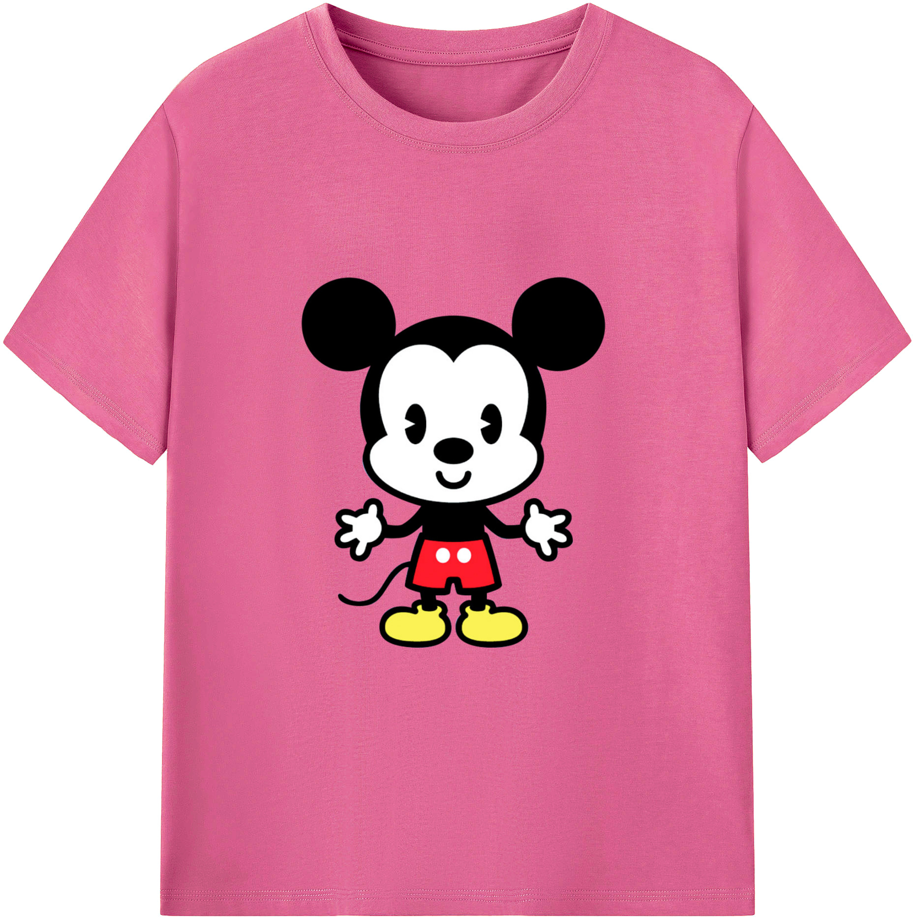 （画像用） ミッキーマウス Mickey Mouse レディースカジュアルプリントTシャツ（綿100％）