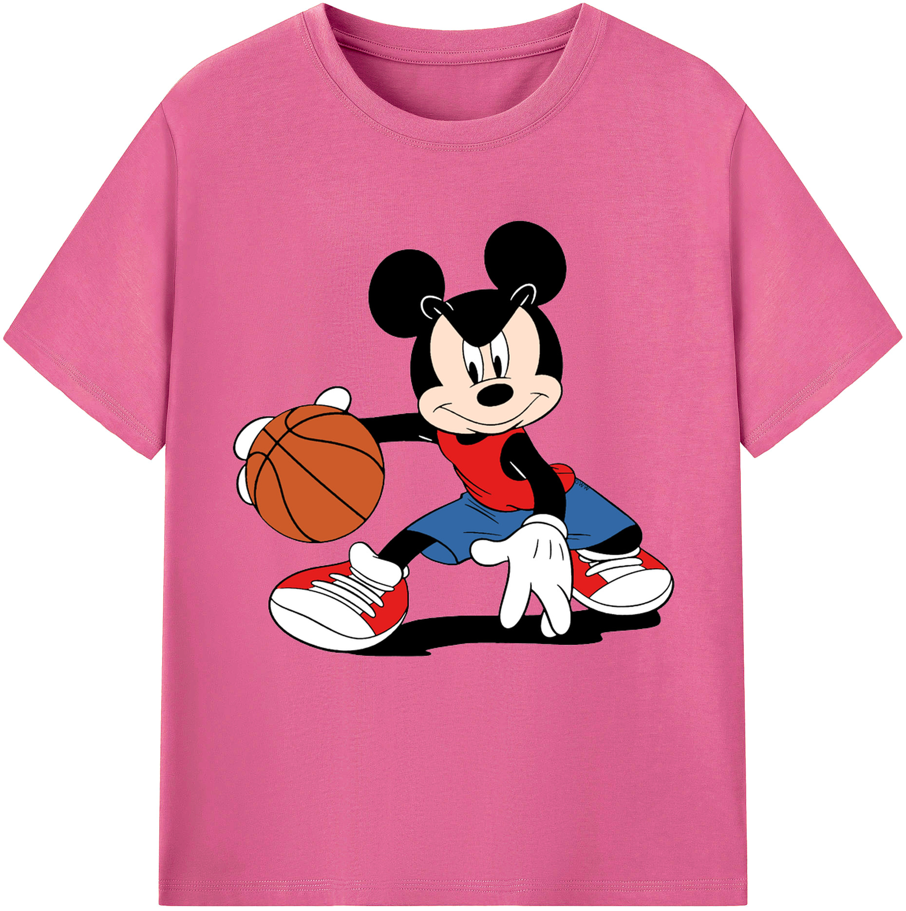 （画像用） ミッキーマウス Mickey Mouse レディースカジュアルプリントTシャツ（綿100％）