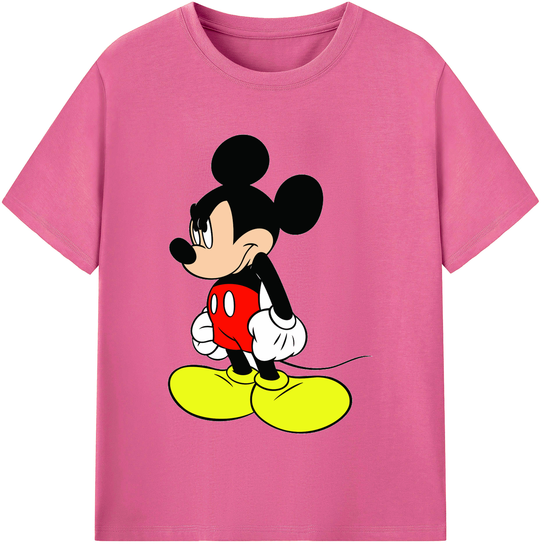 （画像用） ミッキーマウス Mickey Mouse レディースカジュアルプリントTシャツ（綿100％）