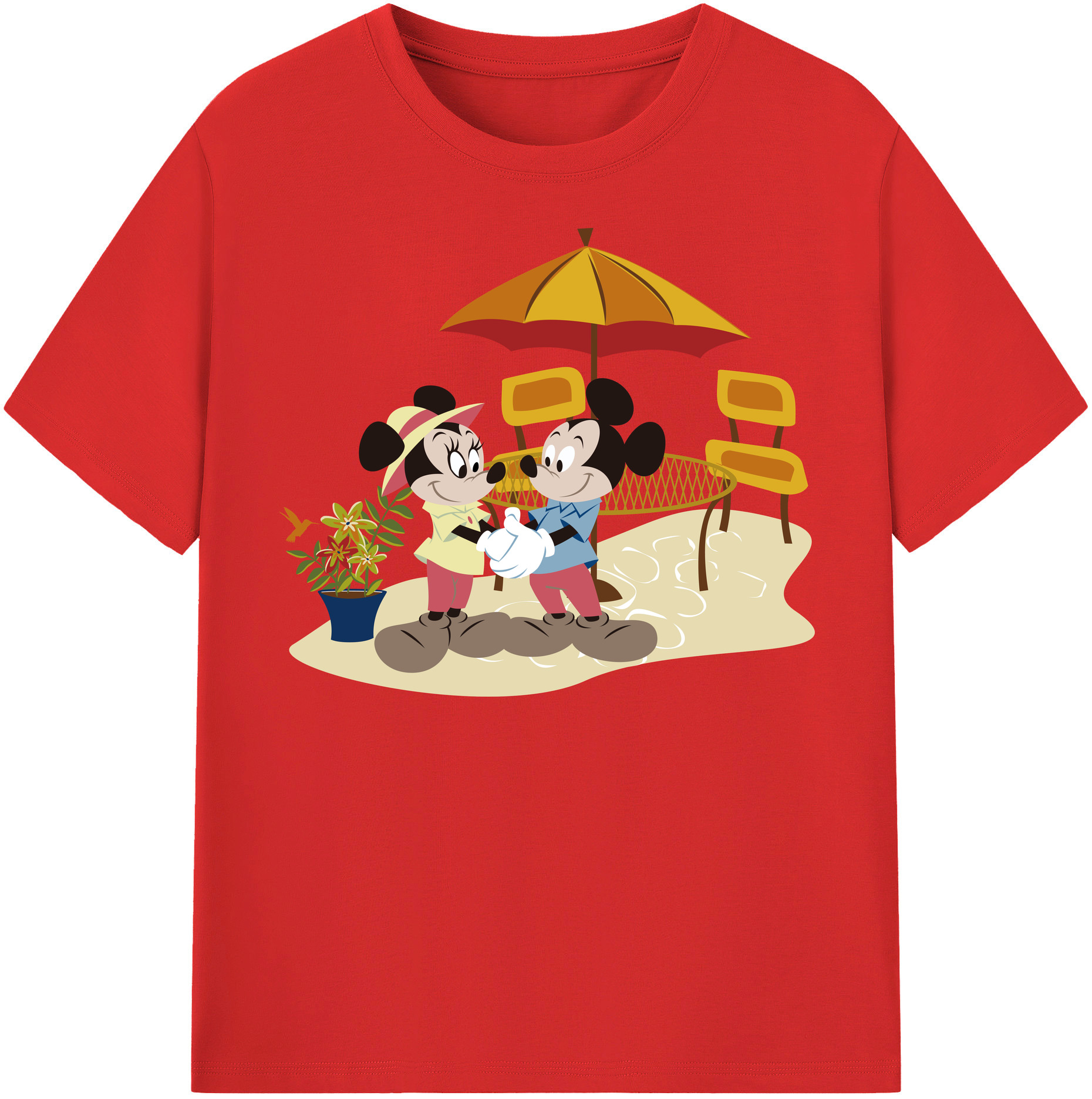 （画像用） ミッキーマウス Mickey Mouse レディースカジュアルプリントTシャツ（綿100％）