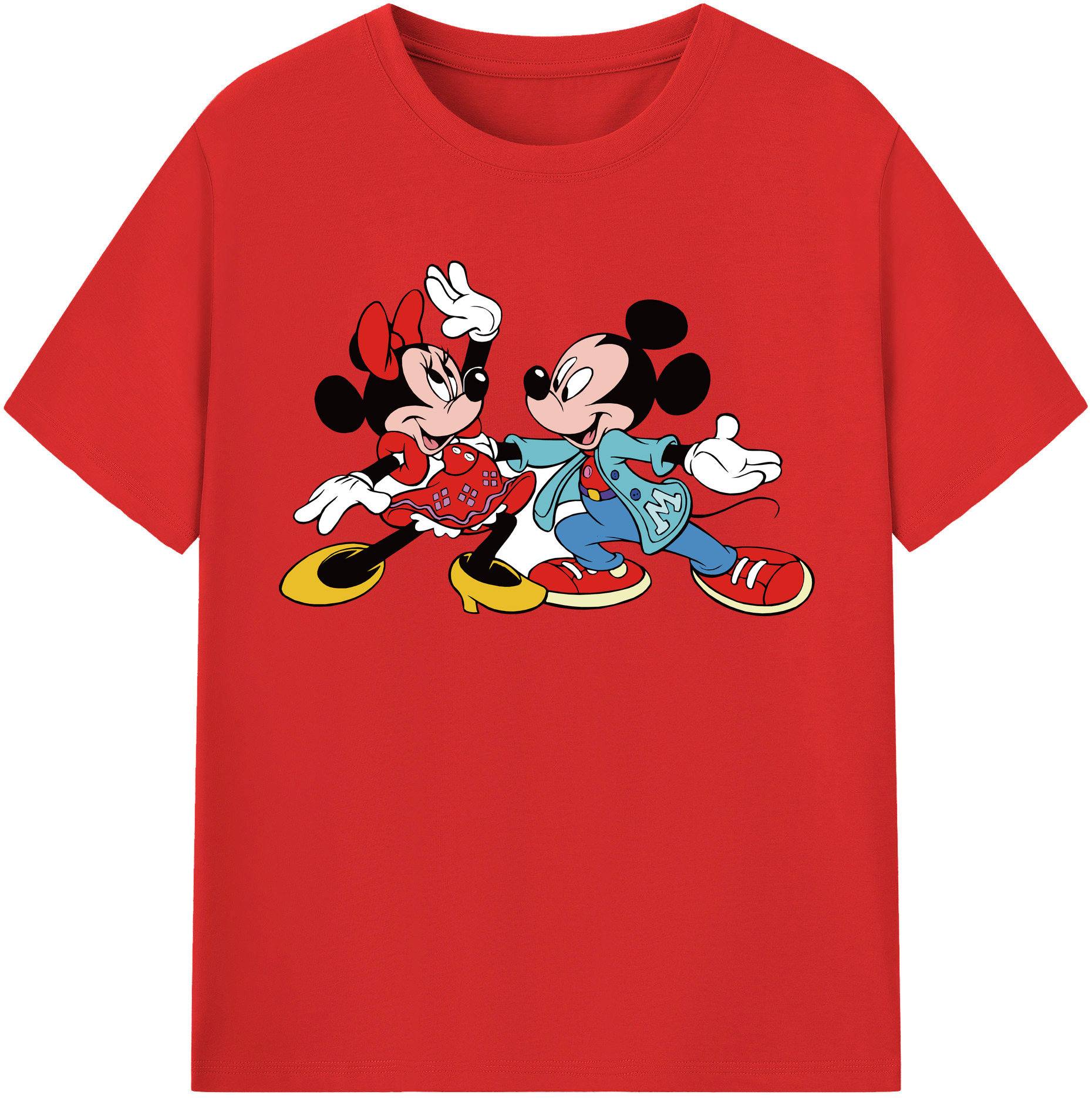 （画像用） ミッキーマウス Mickey Mouse レディースカジュアルプリントTシャツ（綿100％）