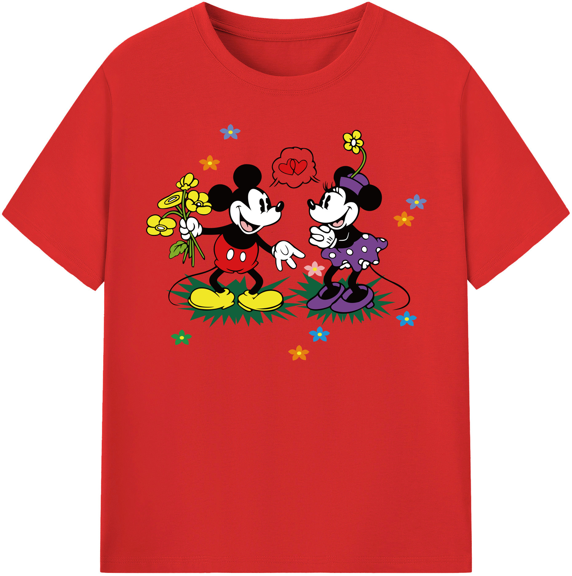 （画像用） ミッキーマウス Mickey Mouse レディースカジュアルプリントTシャツ（綿100％）